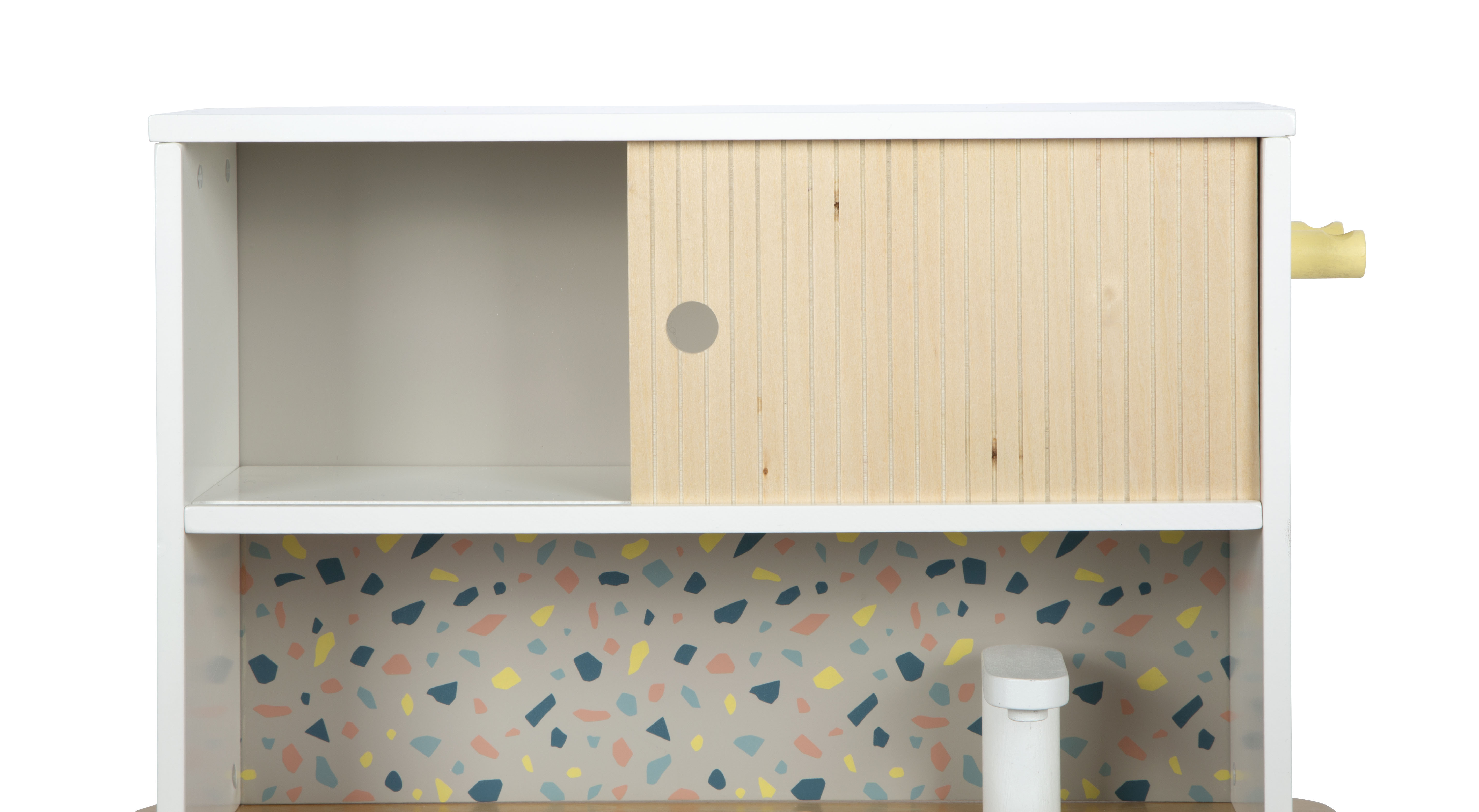 Oberschrank mit Schiebetür von Puppenküche aus Holz