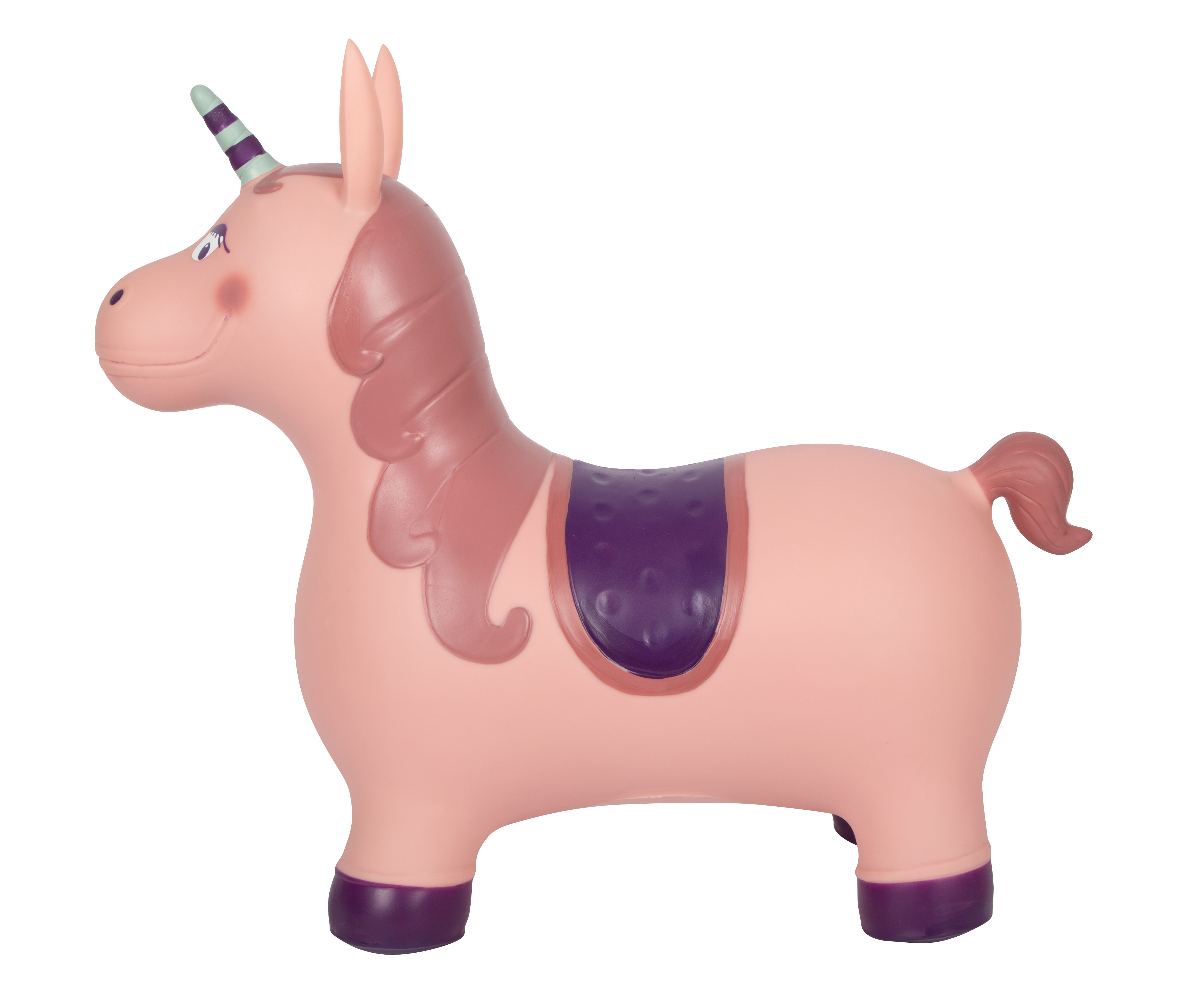Rosa-farbenes Hüpf-Einhorn mit lila Rücken