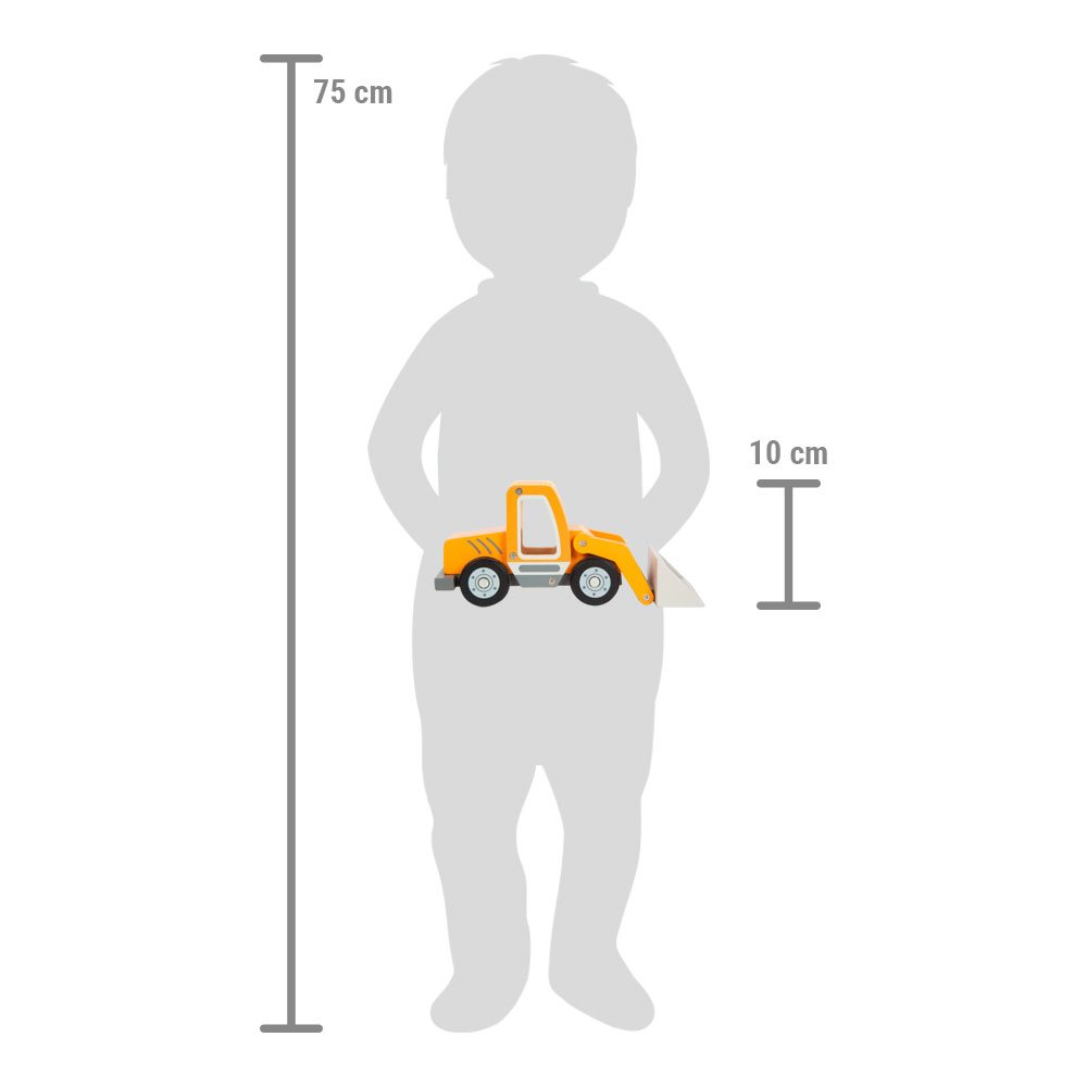 Größenvergleich Radlader mit Kind