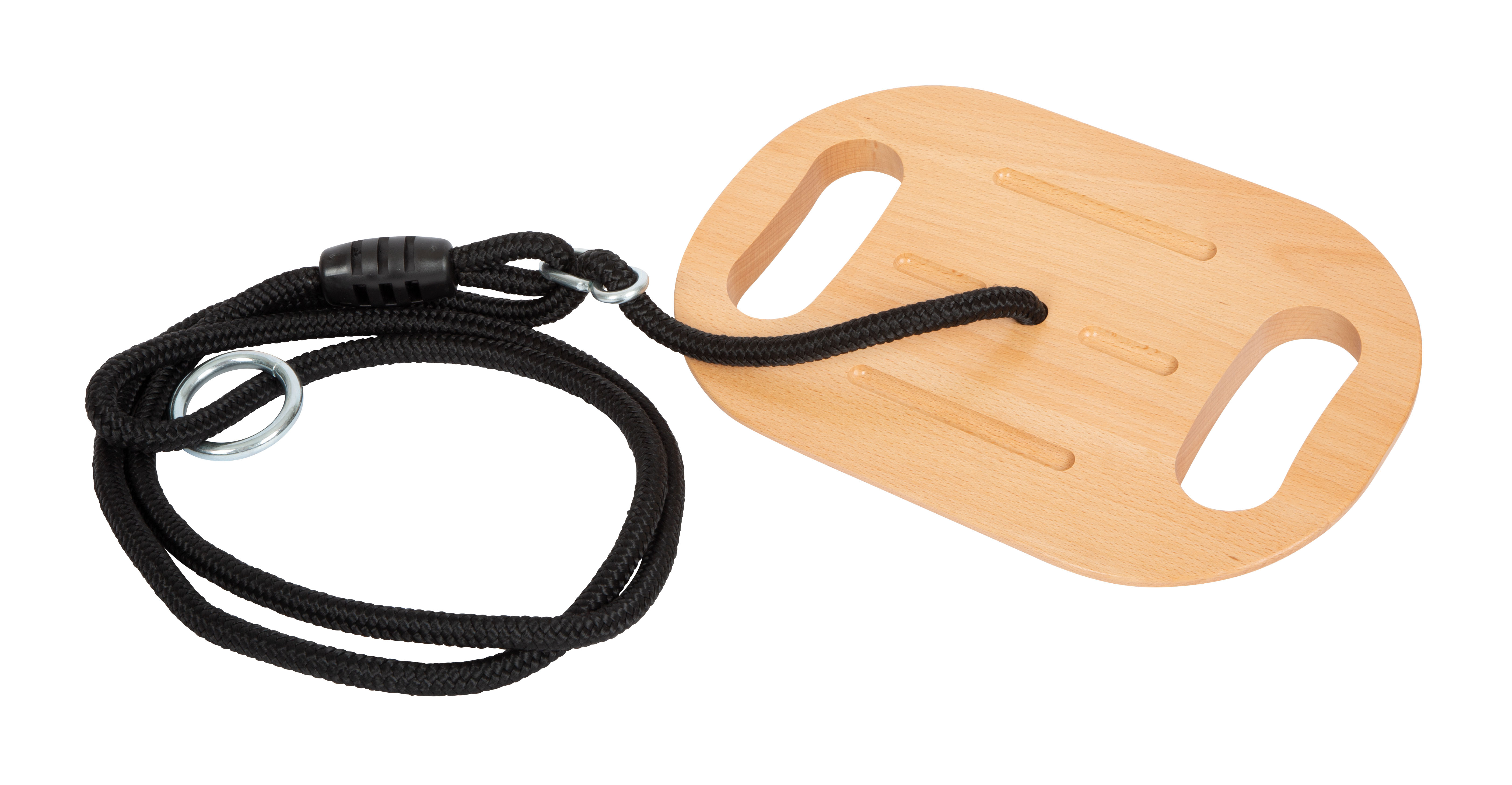 Schaukelsitz mit Rillen und schwarzem Seil