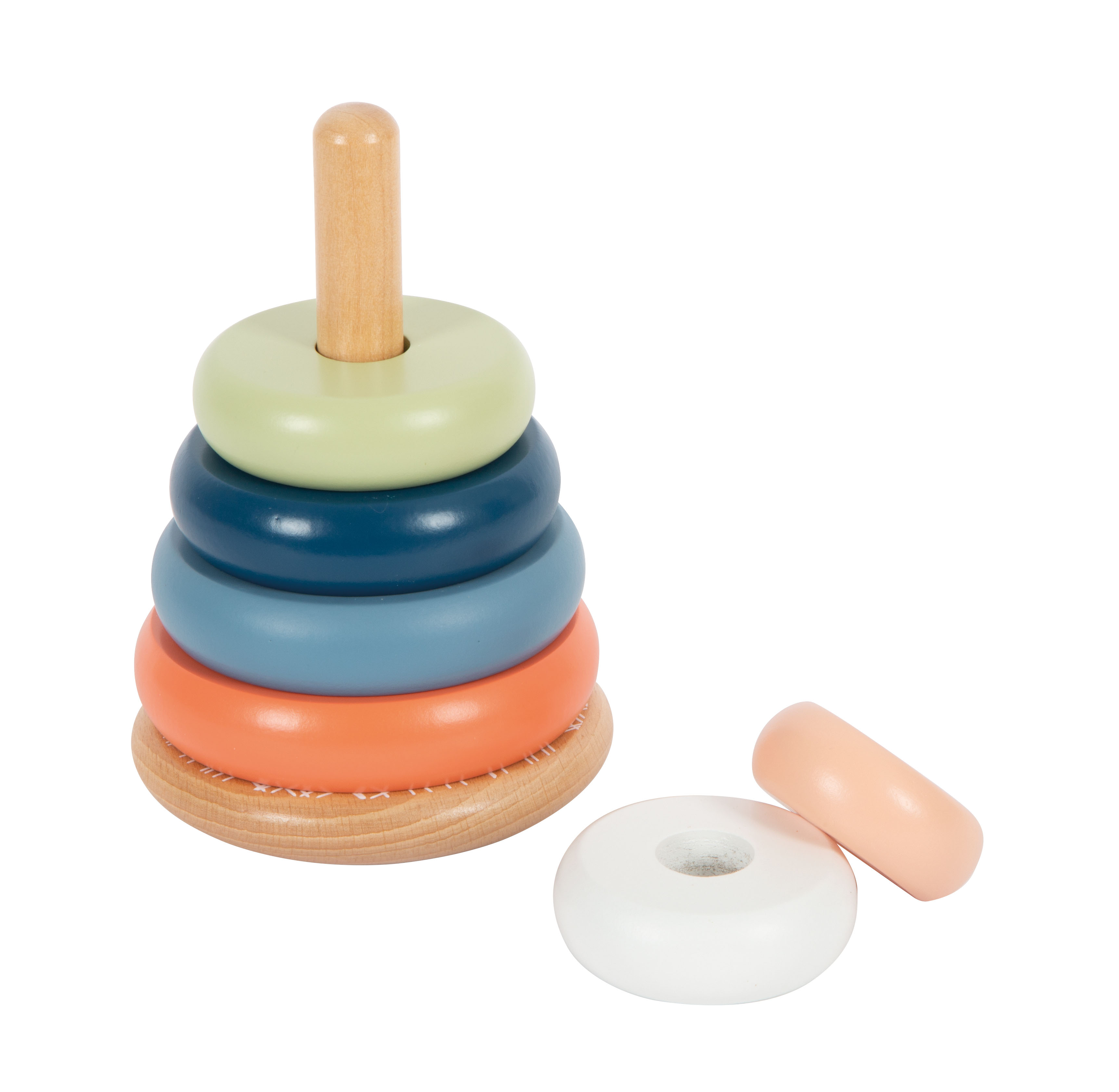 Stapelturm mit Holzringen für Kinder