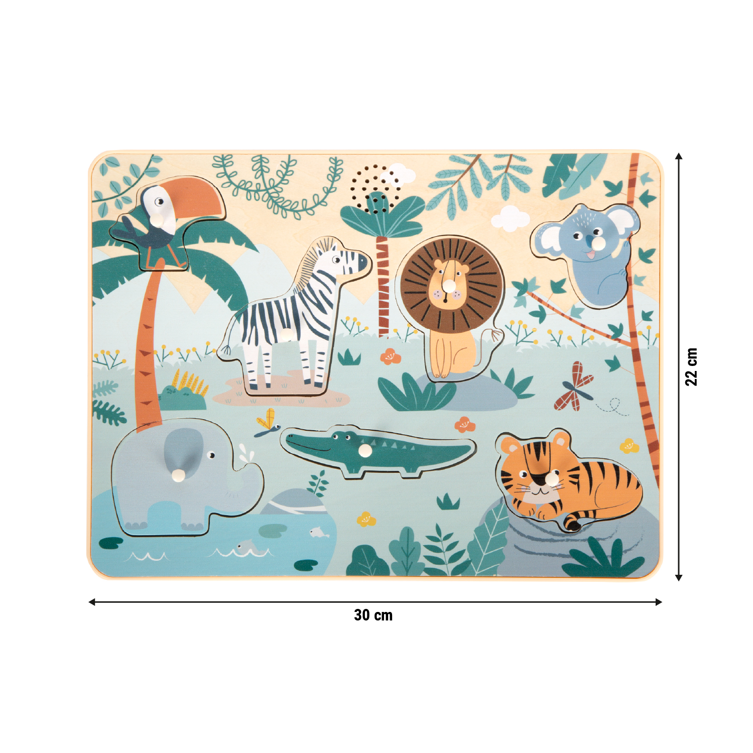 Größenskizze vom Safari Setzpuzzle für Kinder