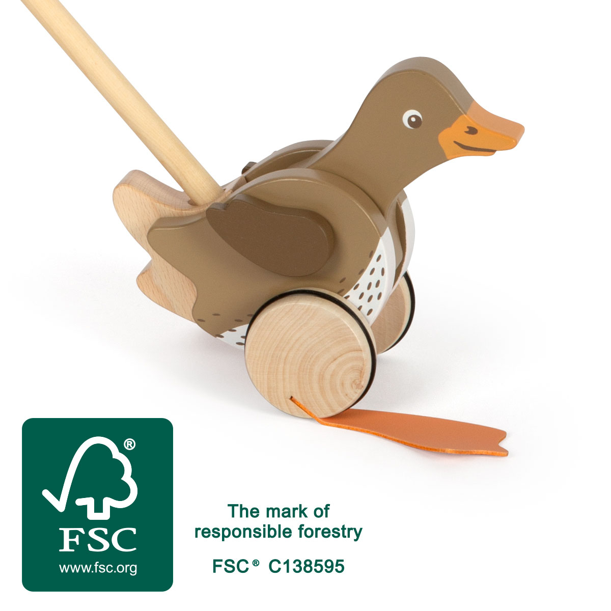Schiebe-Ente aus Holz für Kinder