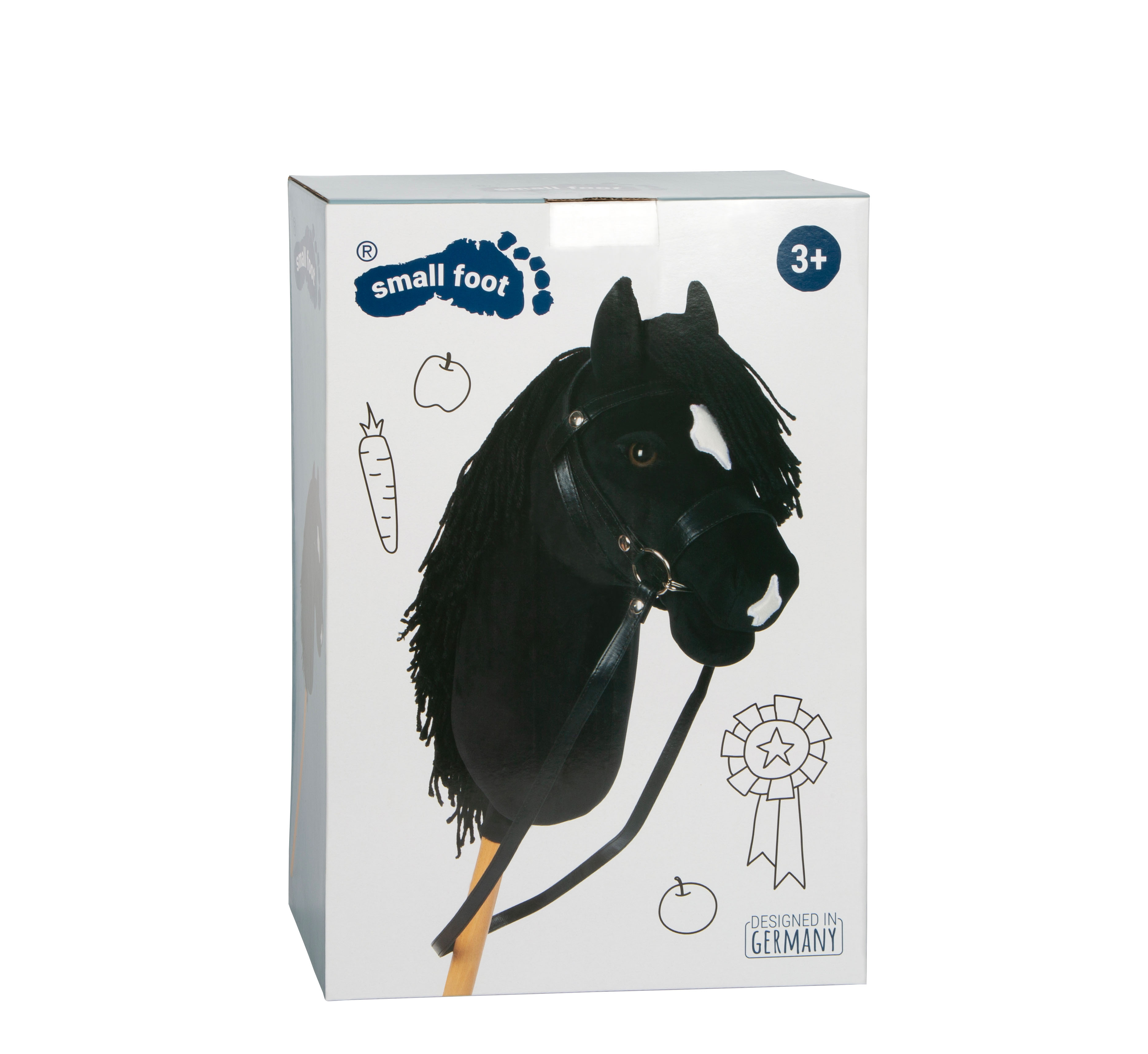 small foot Verpackung von schwarzem Plüsch-Hobby Horse