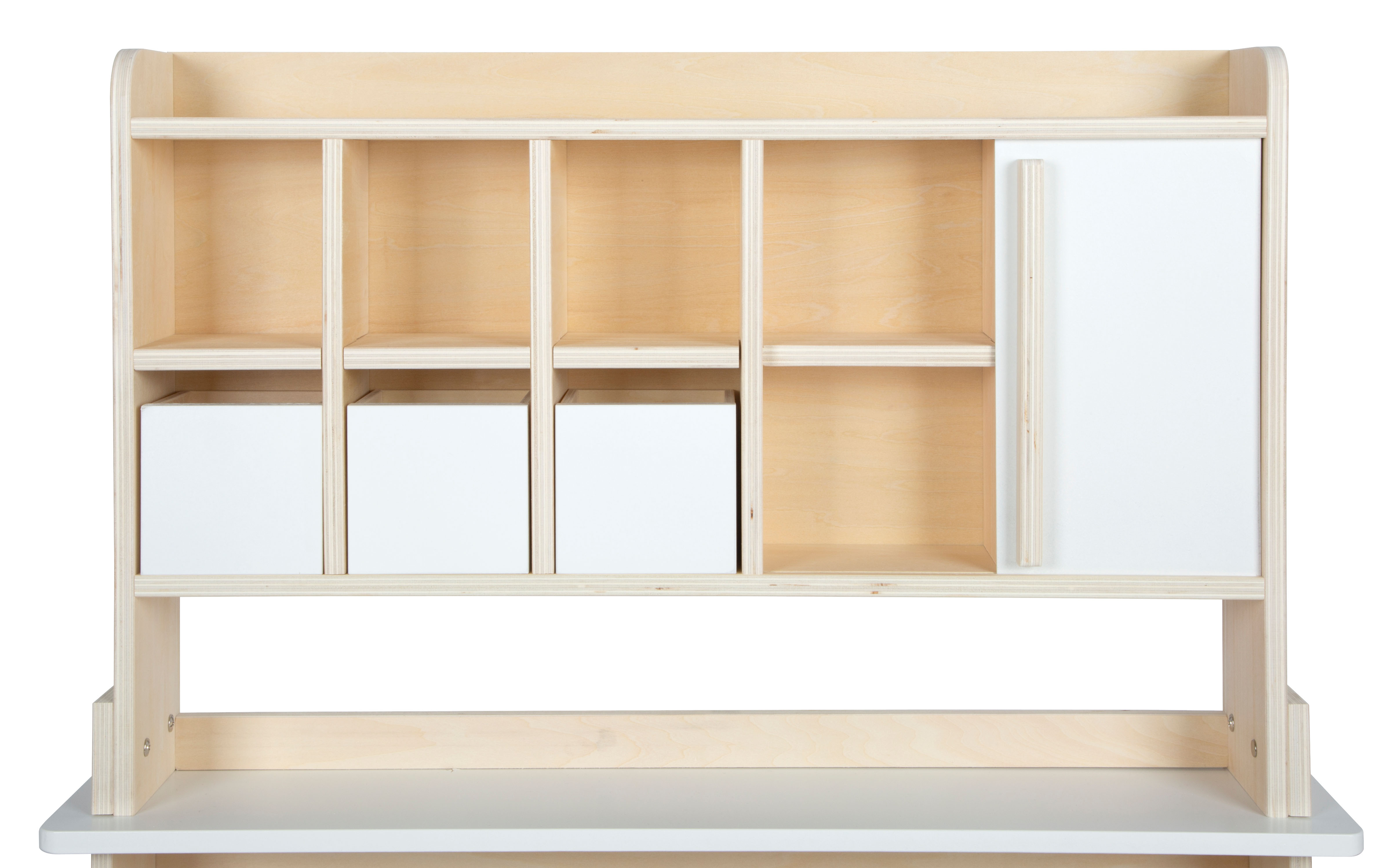 Verkaufsstand aus Holz mit Regalen