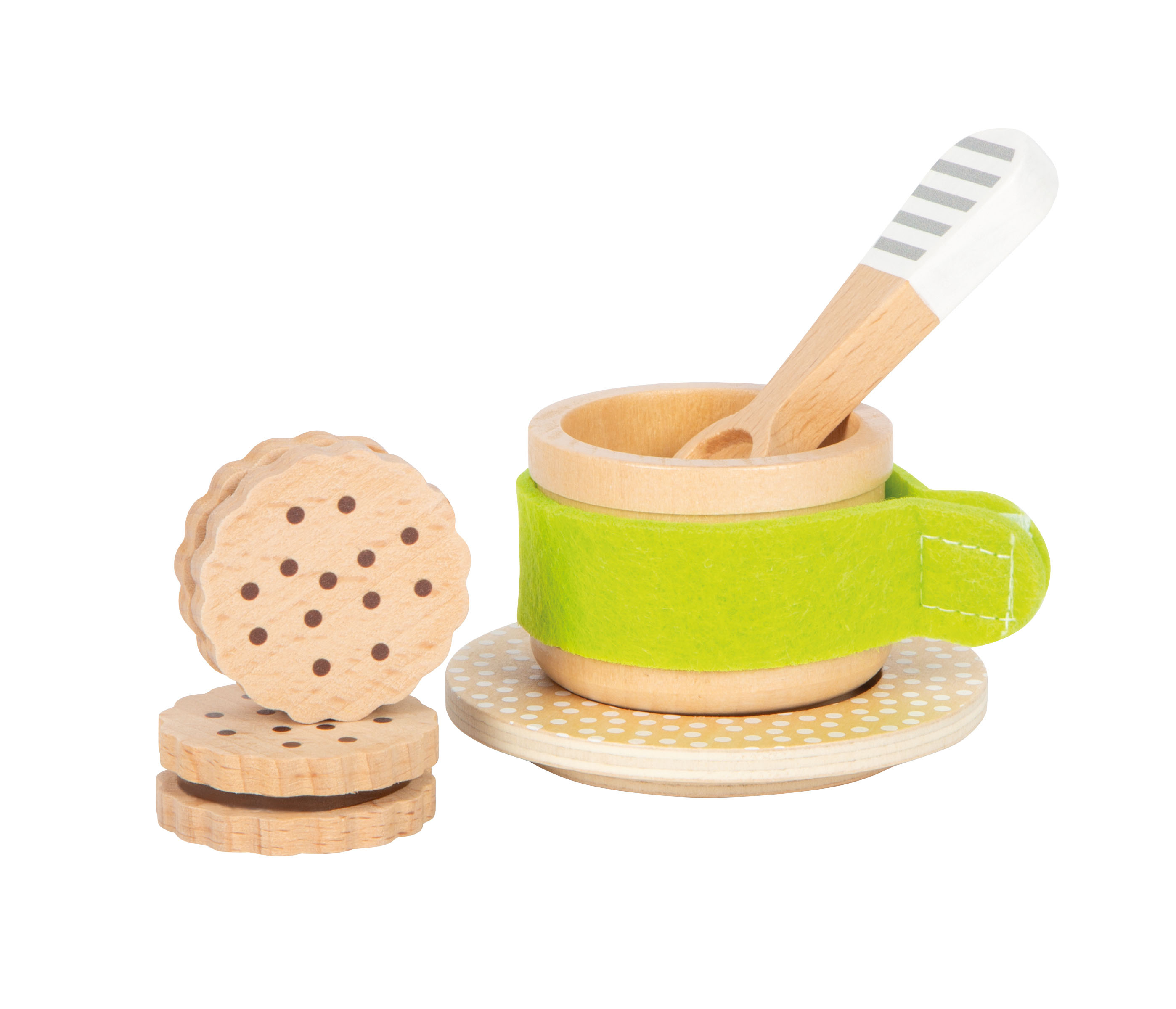 Kaffeetasse mit Keksen aus Holz