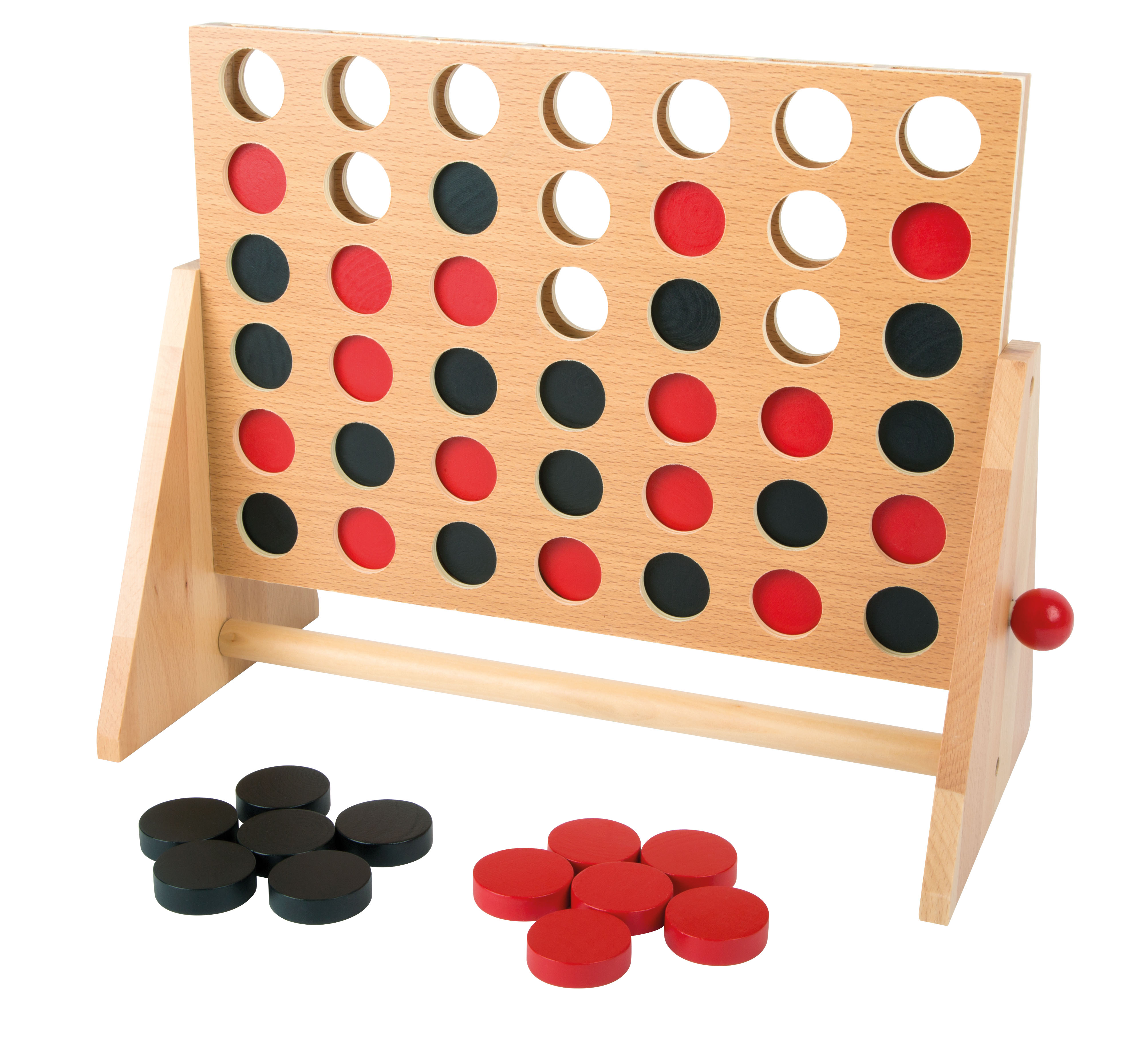 Vier in einer Reihe mit roten und schwarzen Spielsteinen