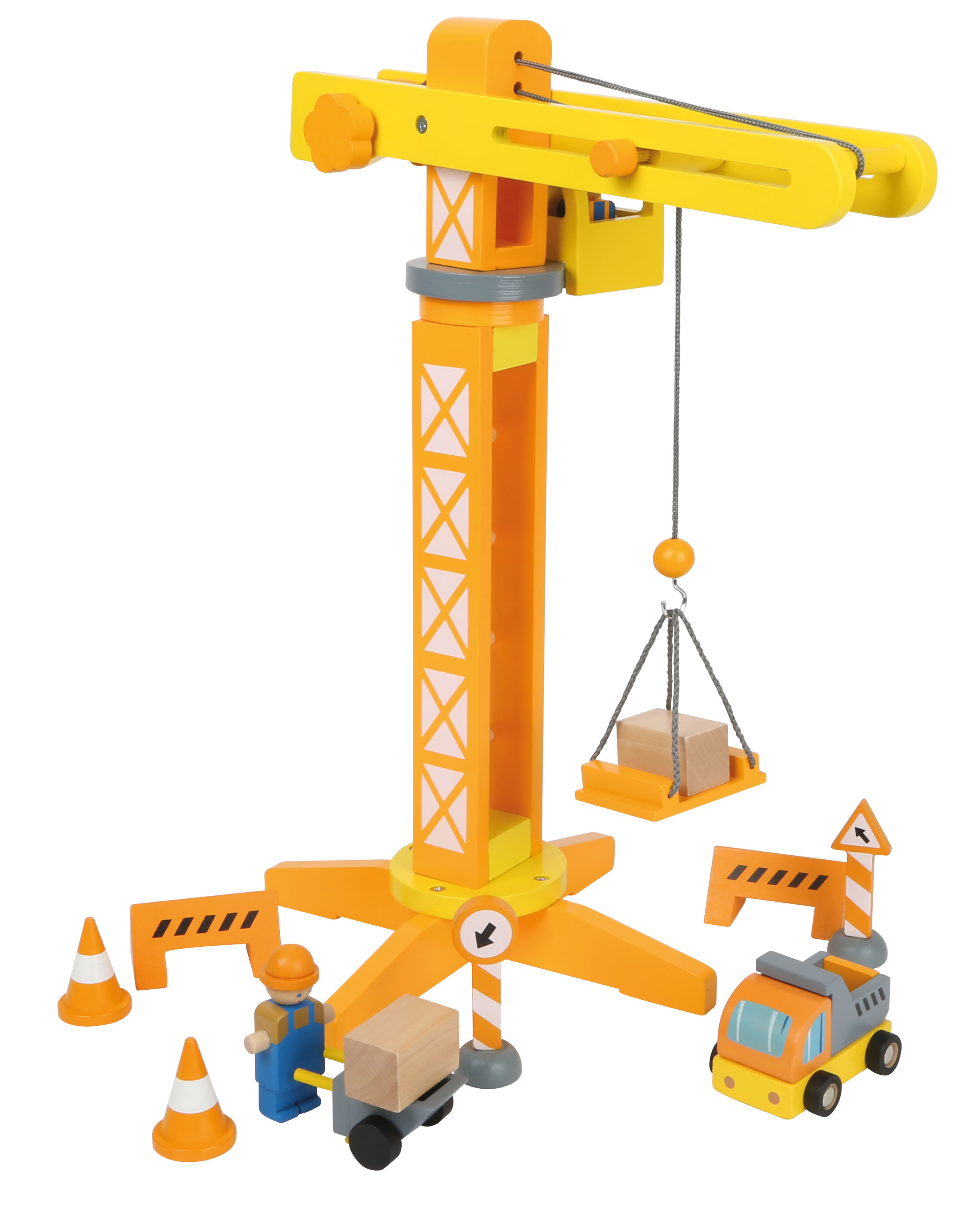 Baustellen-Kran zum Spielen aus Holz