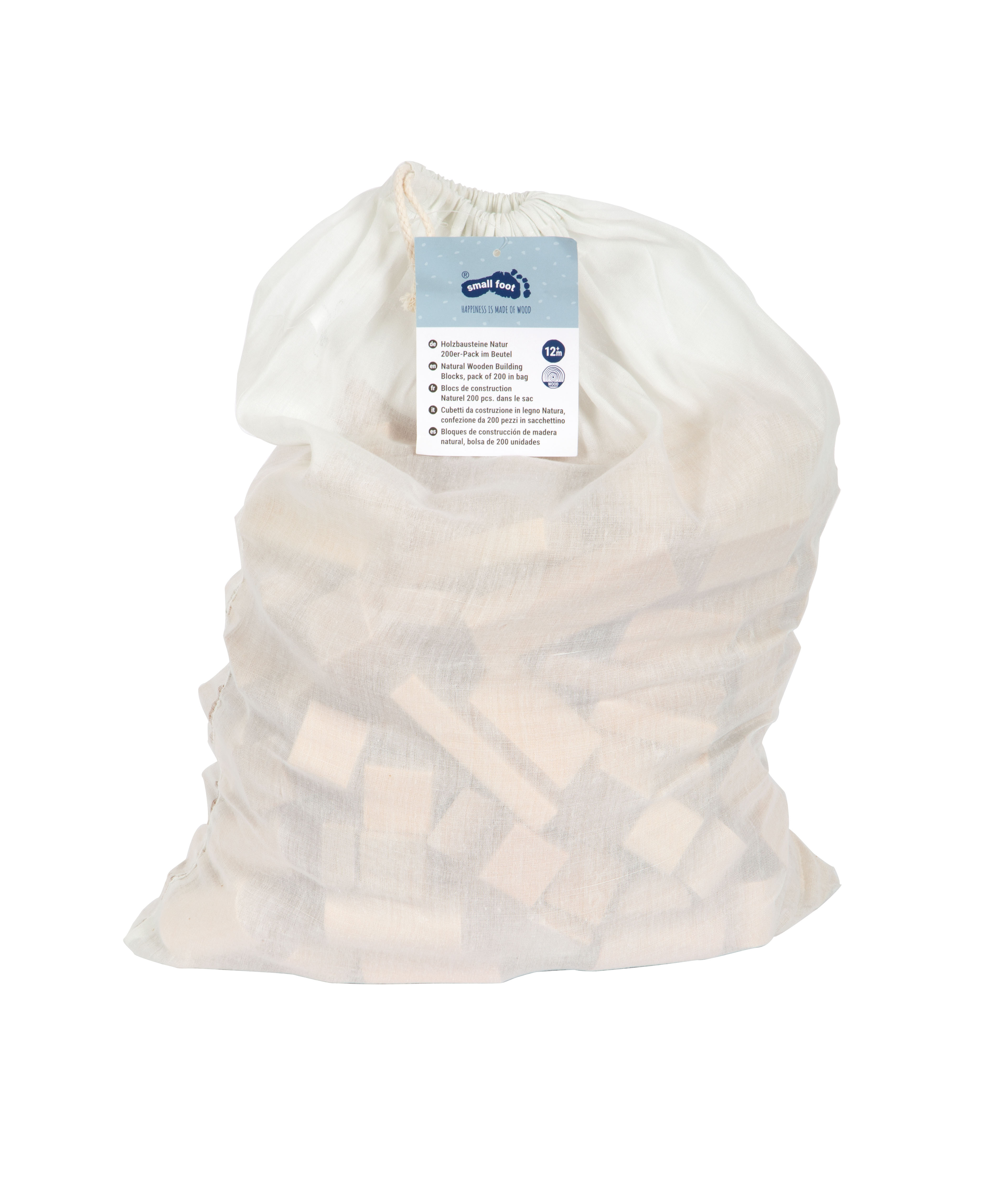 Holzbausteine Natur 200er-Pack im Beutel für Kinder