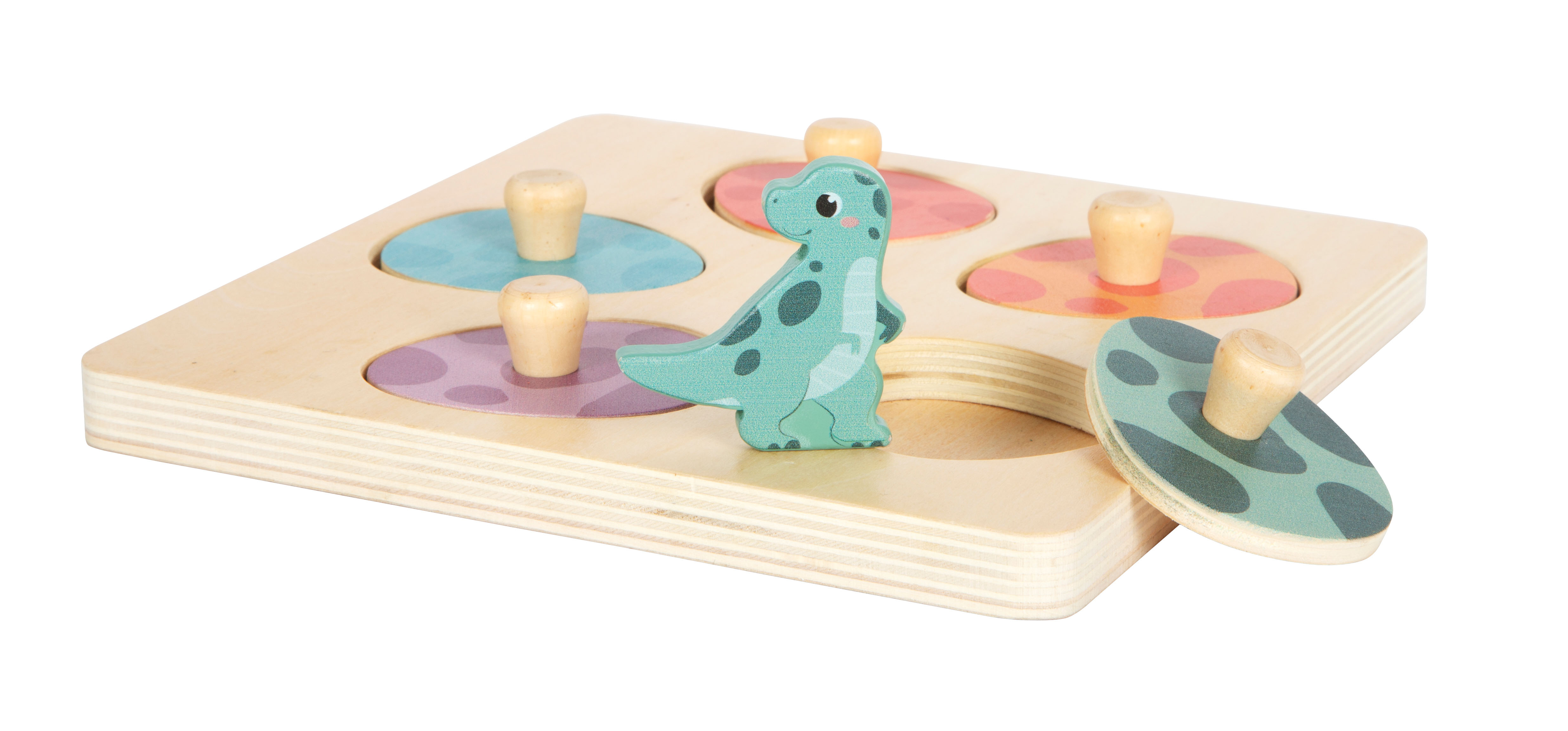 Kleinkind-Puzzle aus Holz mit Dino-Figuren