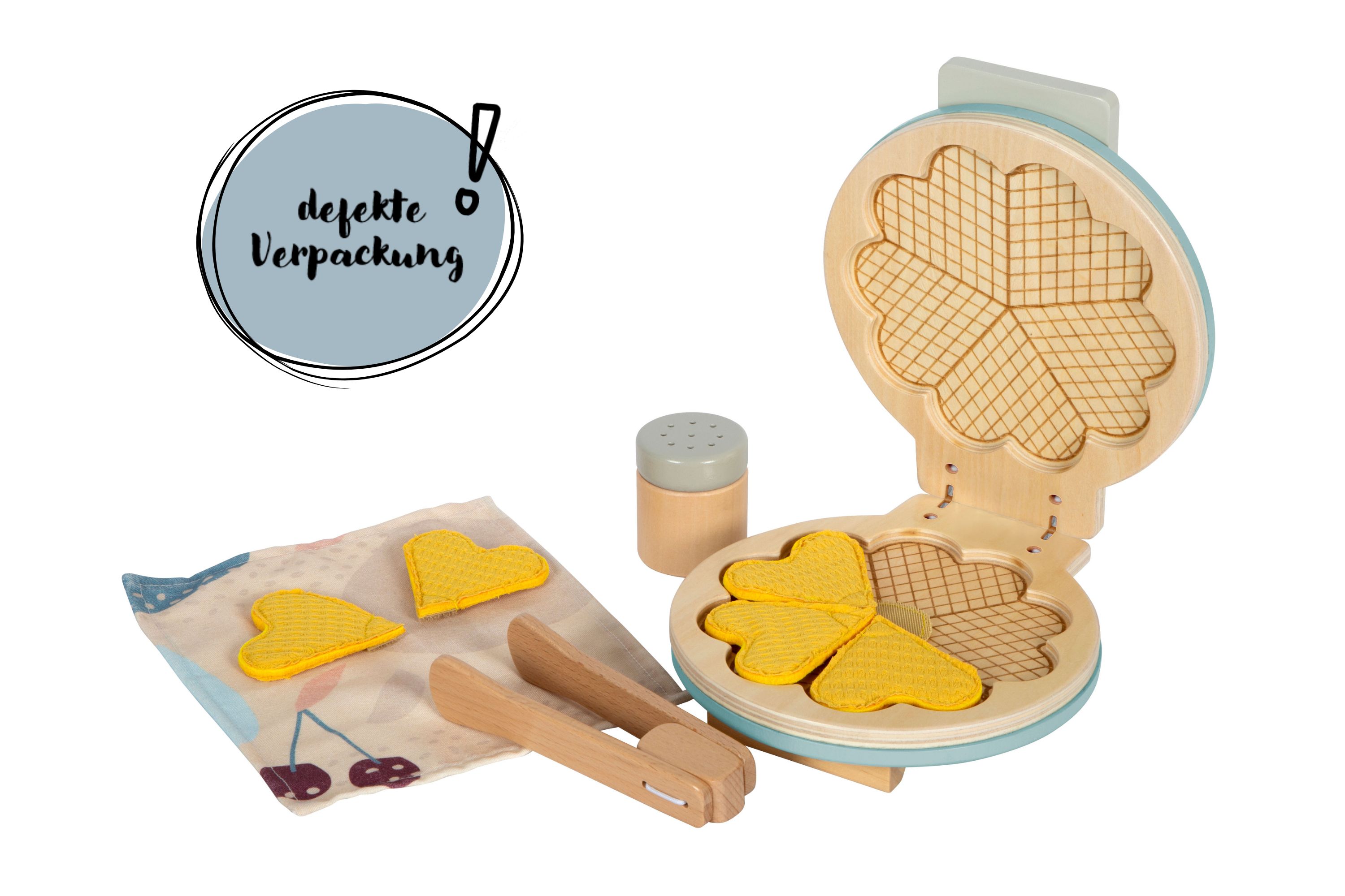 waffelmaschine, holz, kinderküche, herzförmige wafeln, zubehörset