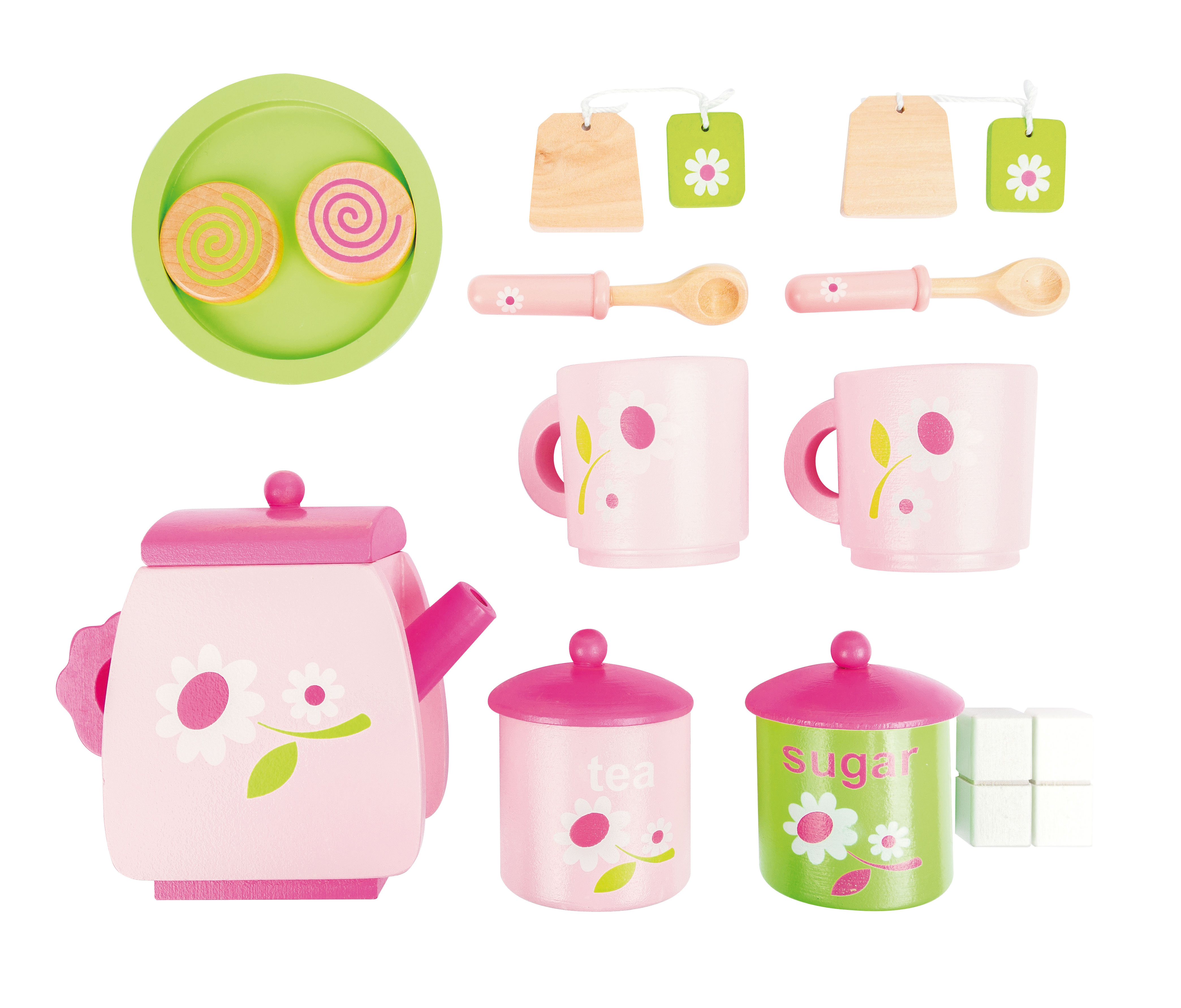 Buntes Teeset im Blumenmotiv für Picknick oder Teeparty