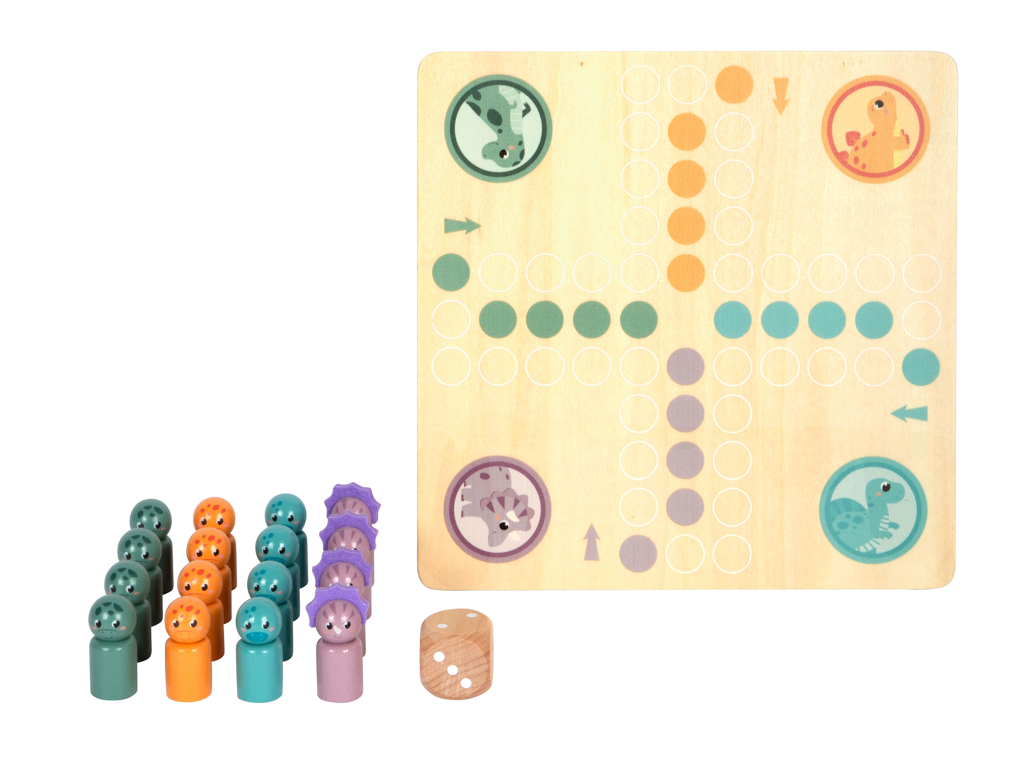 Ludo Dinosaurier mit Spielbrett Spielfiguren Würfel