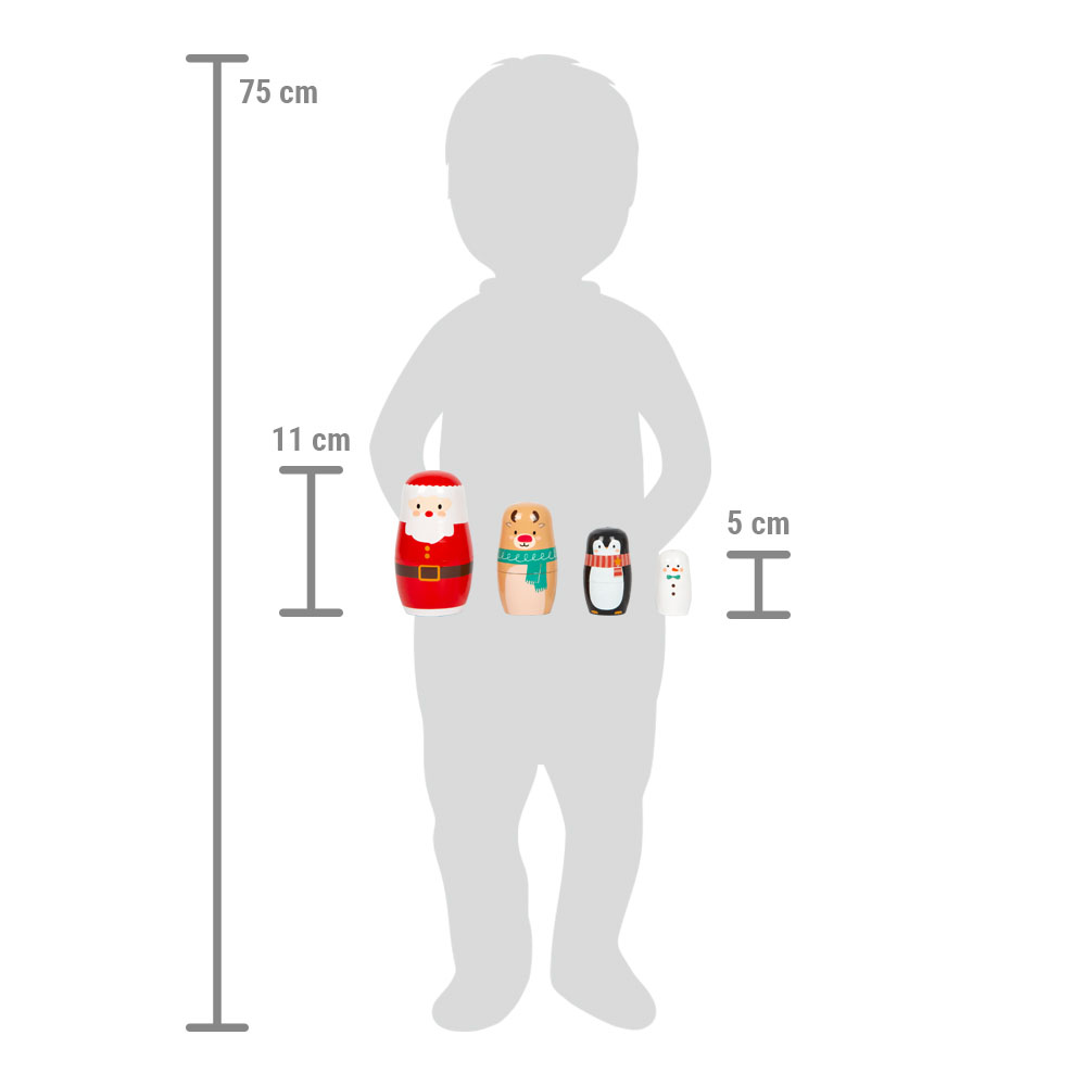 Größenvergleich Matrjoschka-Figuren Weihnachten mit Kind