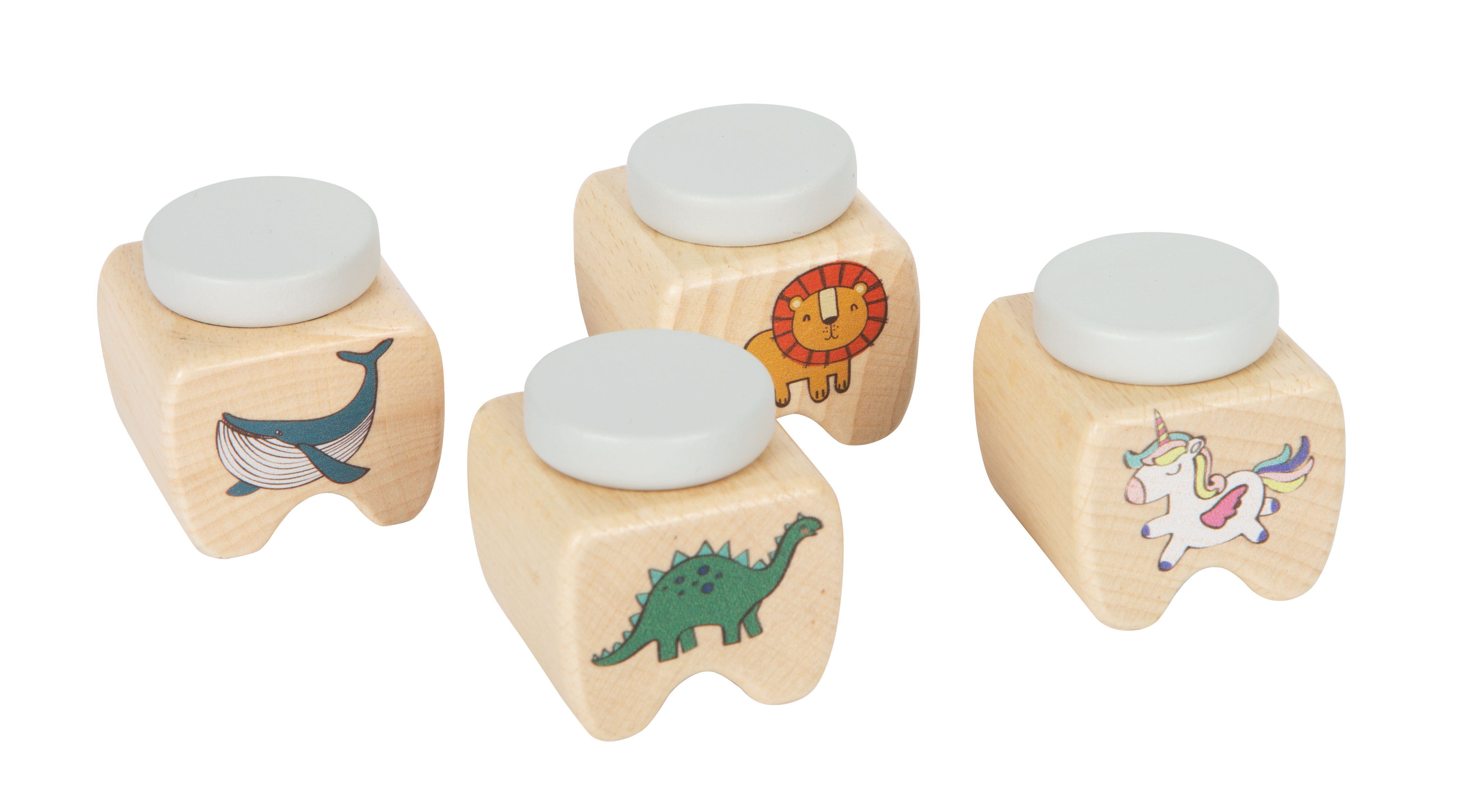 Milchzahndosen-Set vier Stück aus Holz