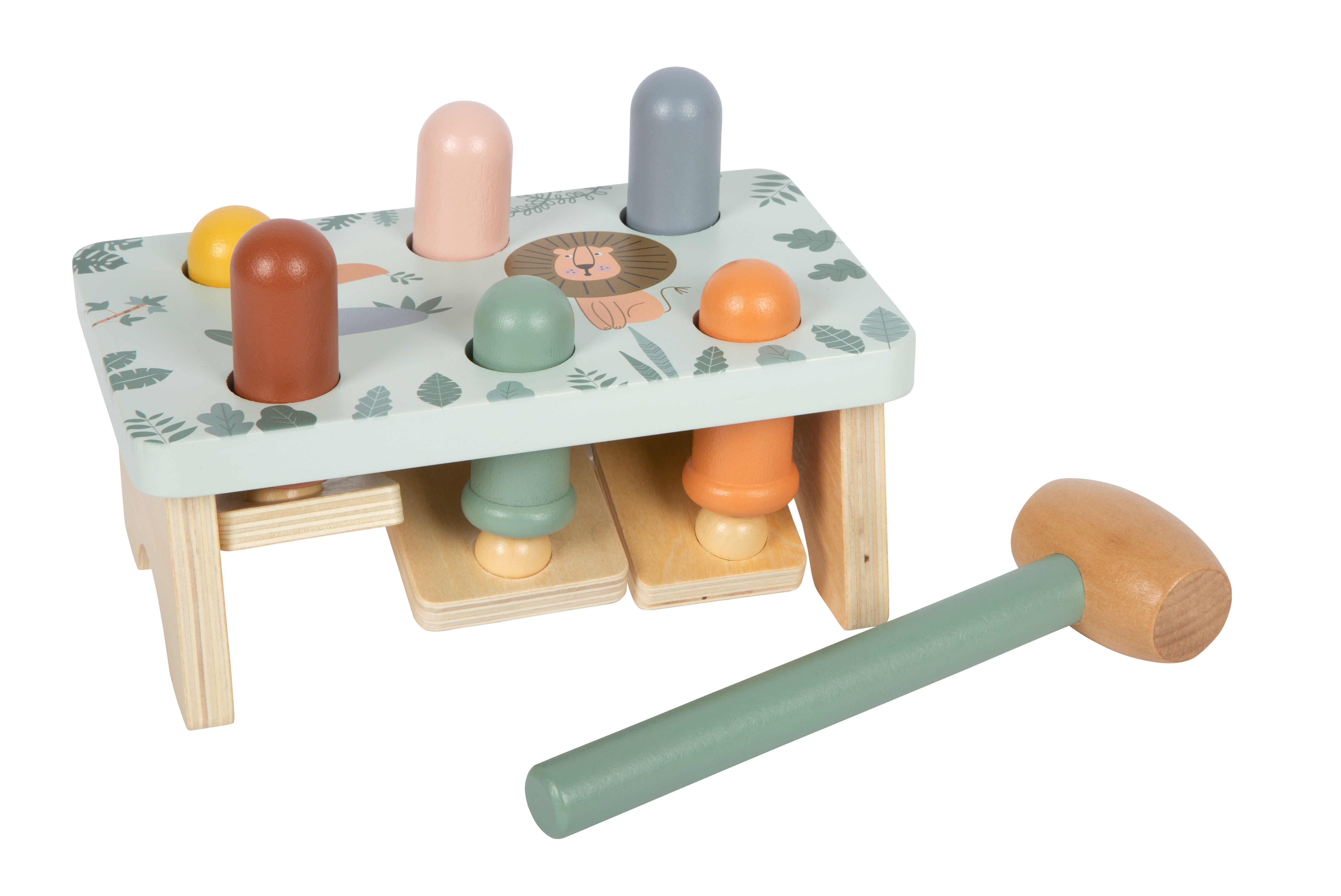 Hammerspiel mit Holzhammer und Safari-Motiven für Kinder