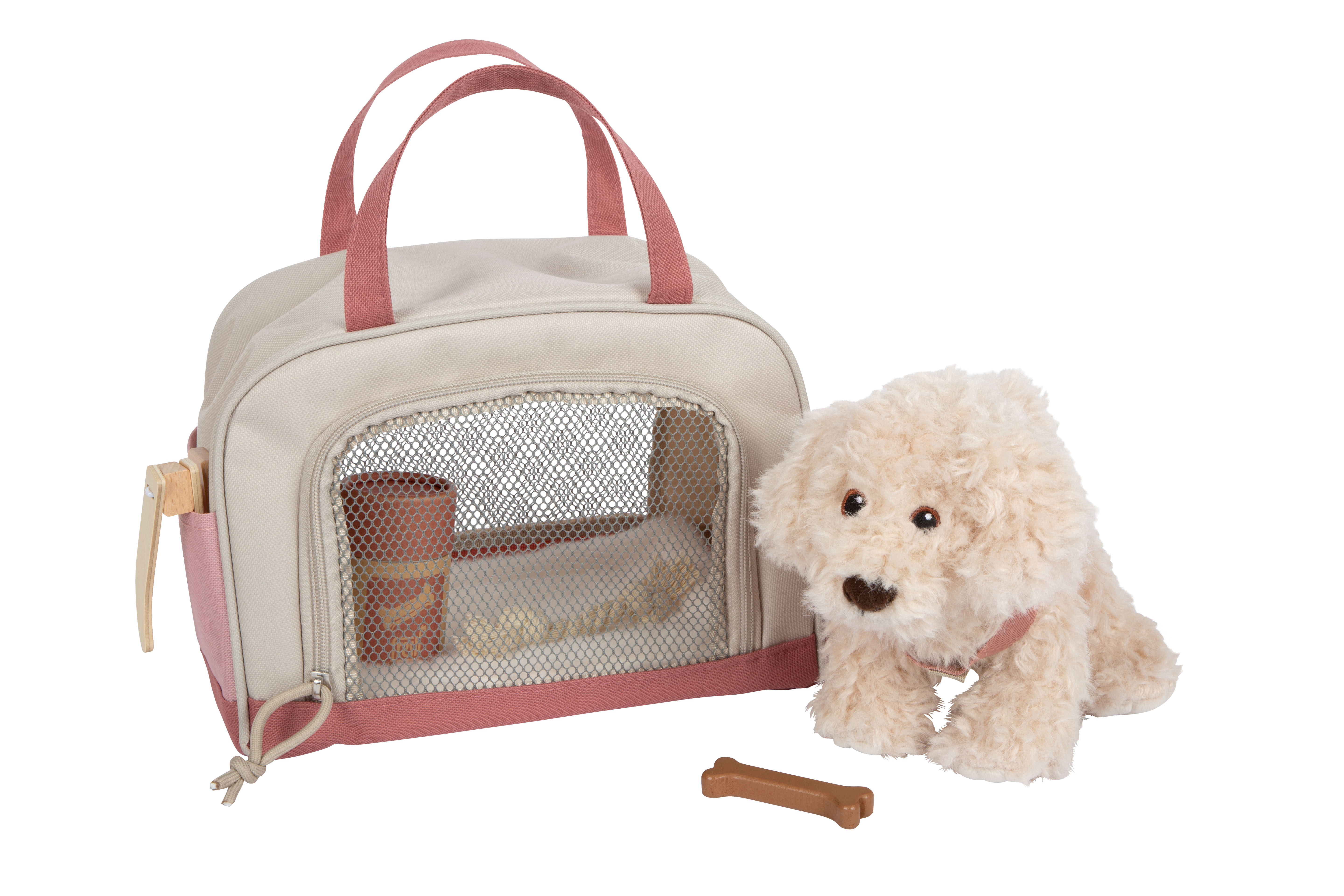 Hunde-Transporttasche, Tieretasche, Mesh-Ausschnitt, Beutel mit Griffen, Tier-Spielzeug-Kit