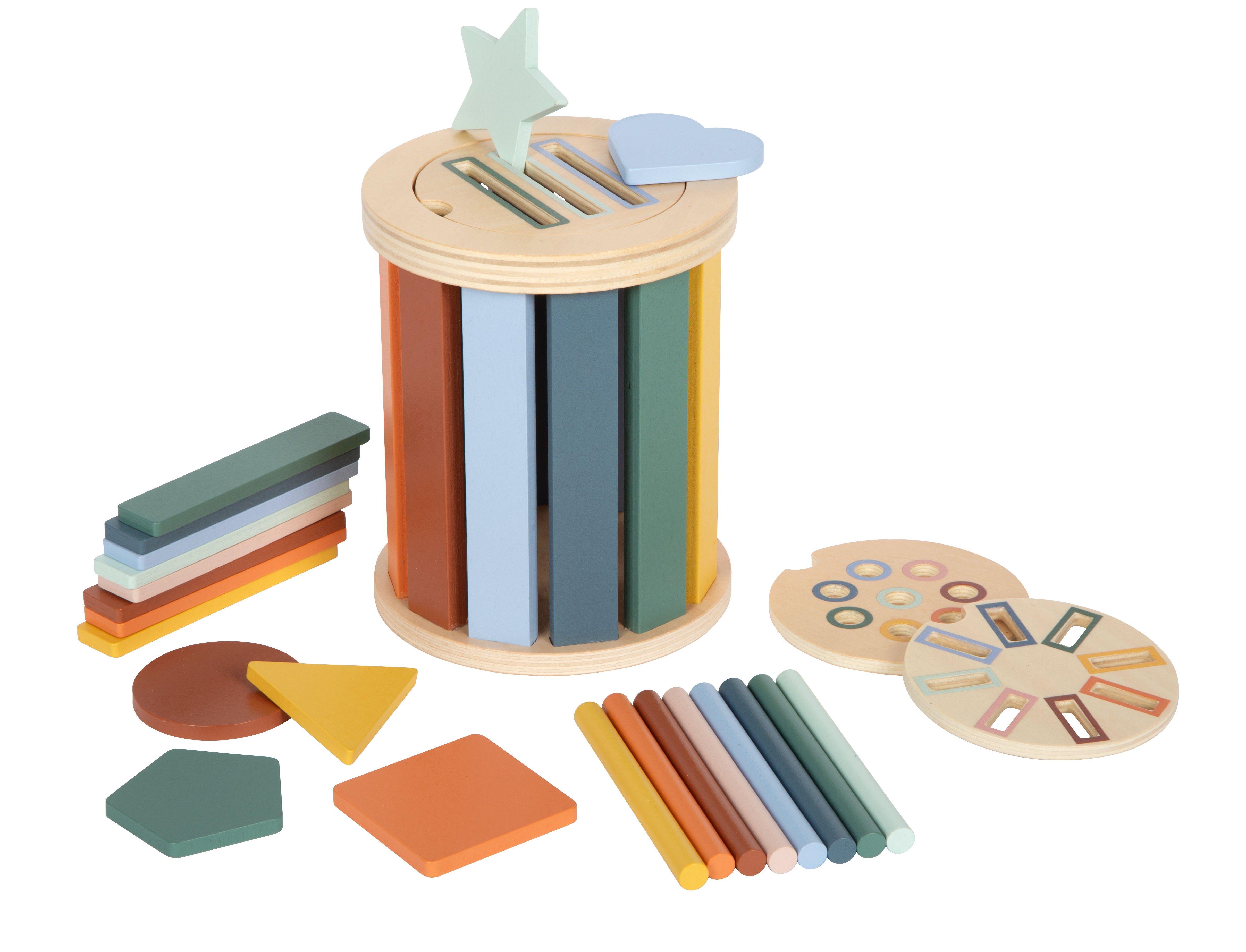 Montessori Steckspiel aus Holz mit verschiedenen Formen und Farben