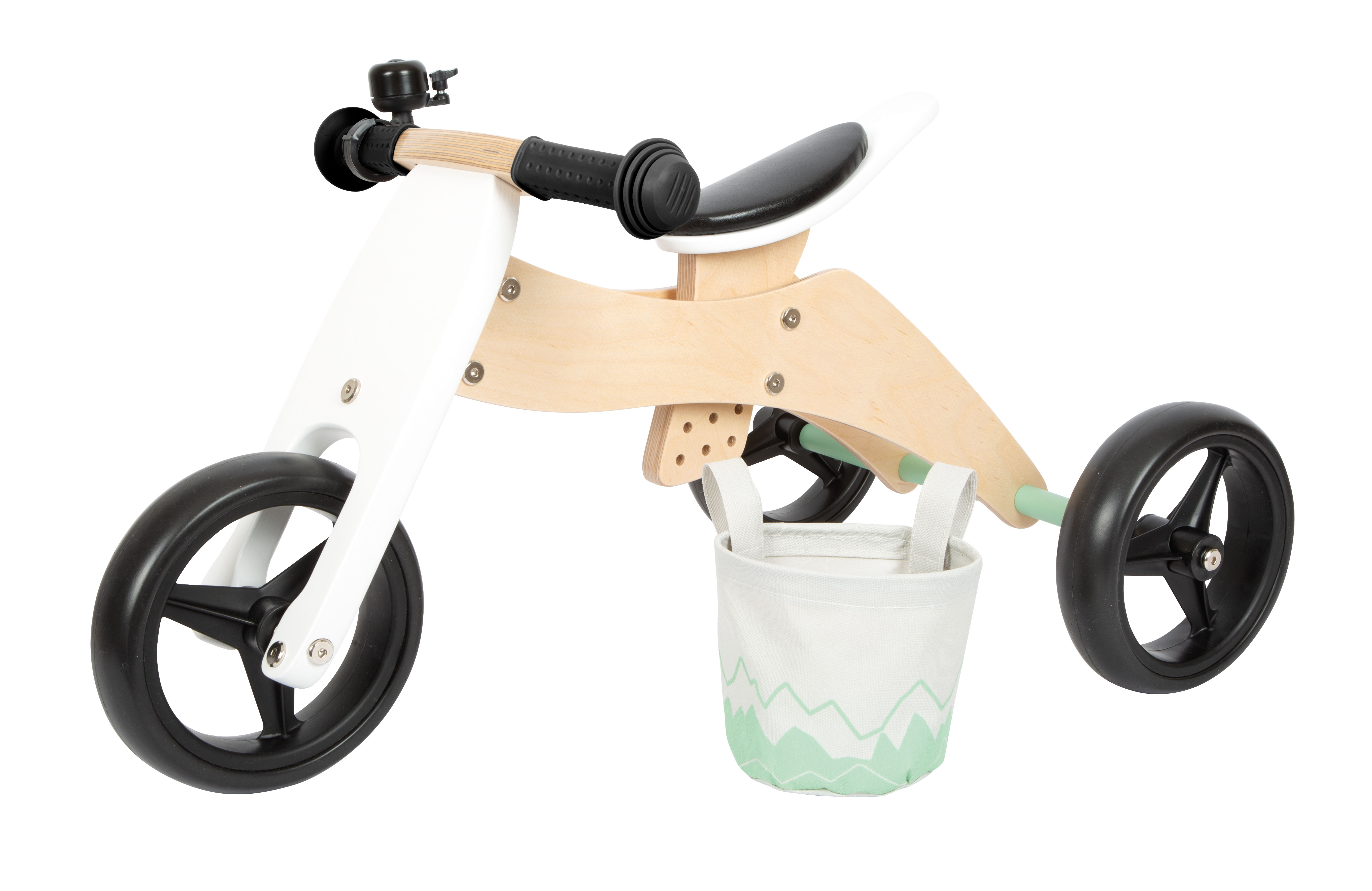 Laufdreirad aus Holz mit abnehmbarer Tasche
