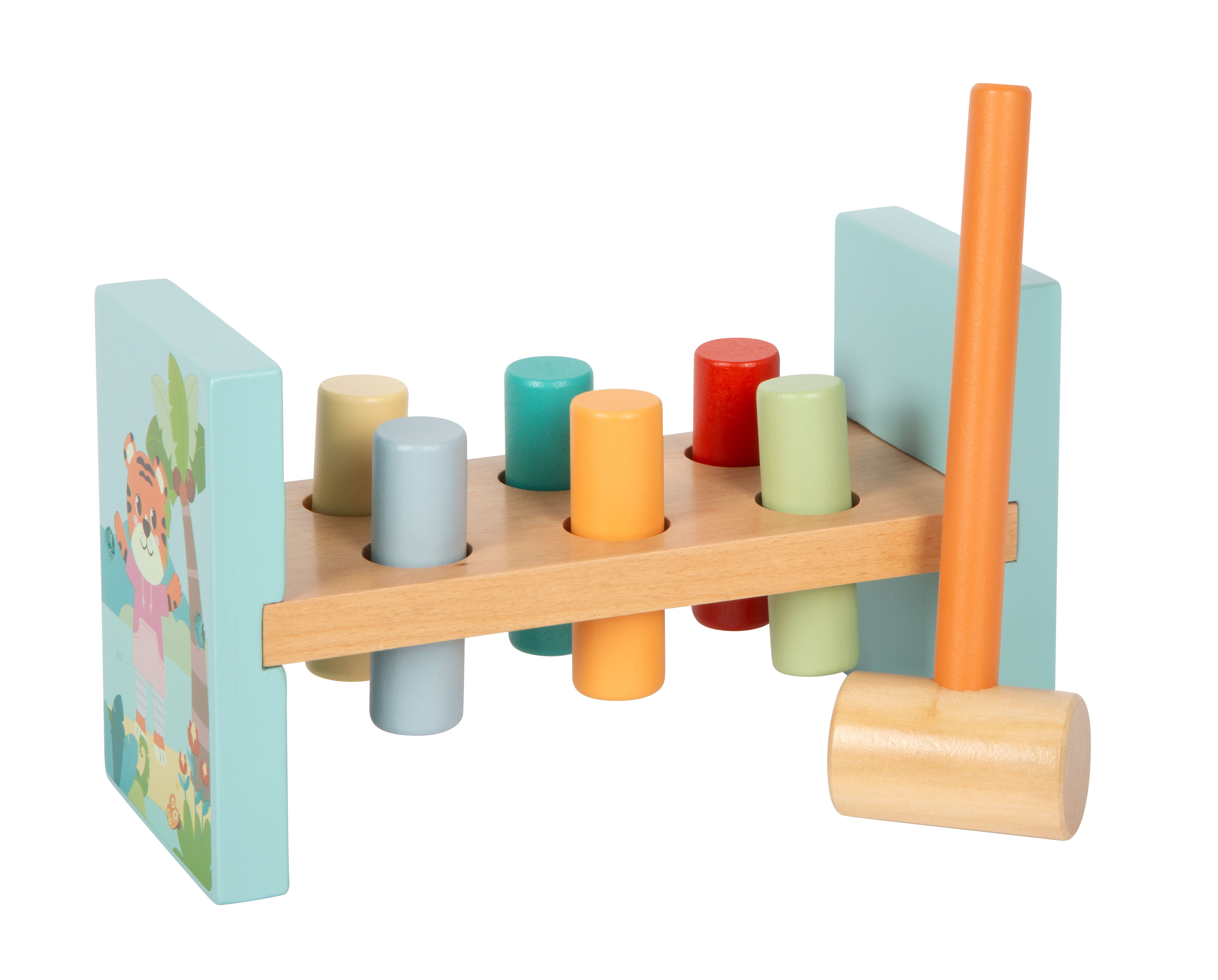 Kinder Klopfbank aus Holz im Jungle-Design