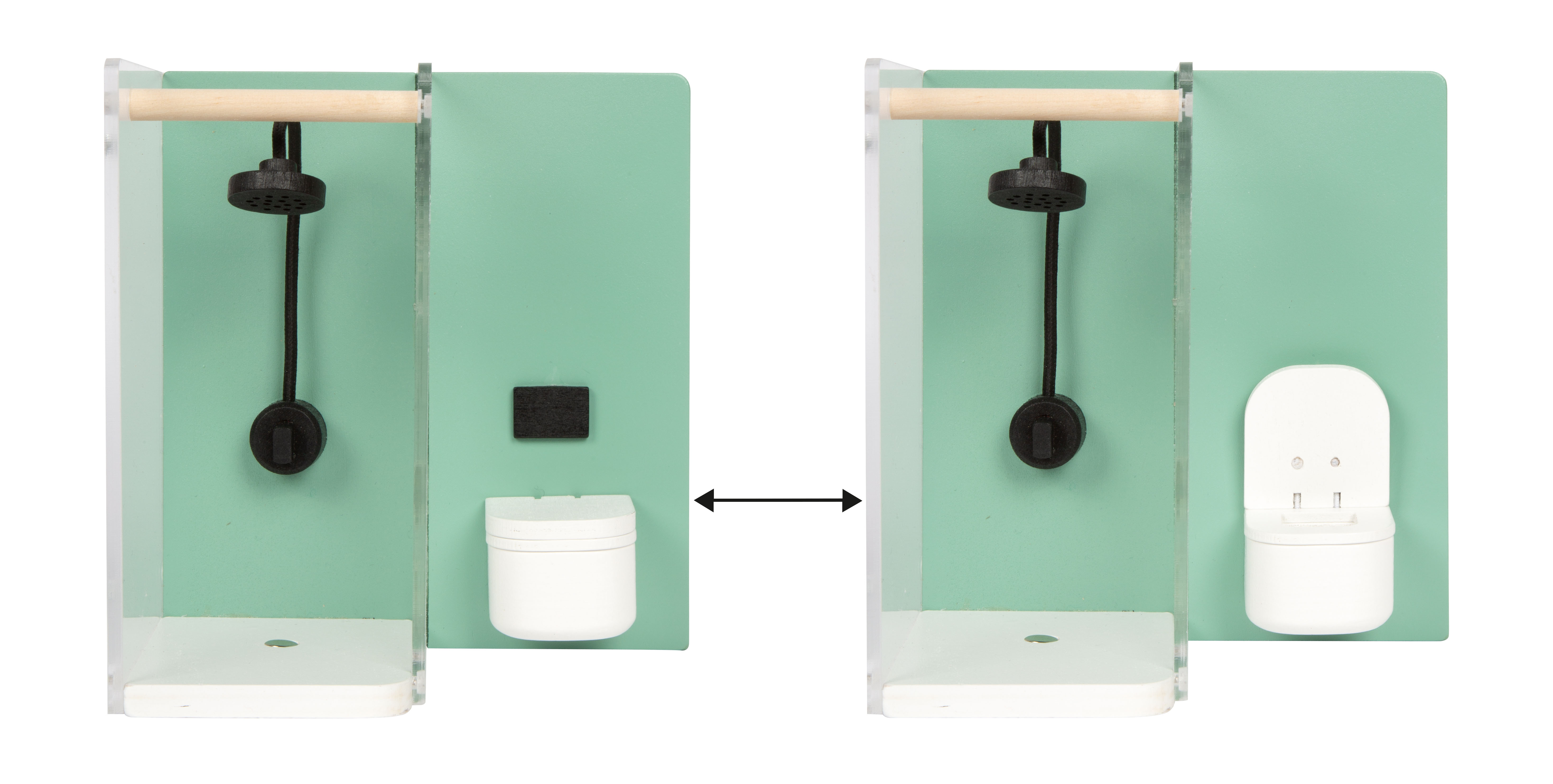 Puppenhaus Dusche und Toilette mit zu öffnendem Klodeckel