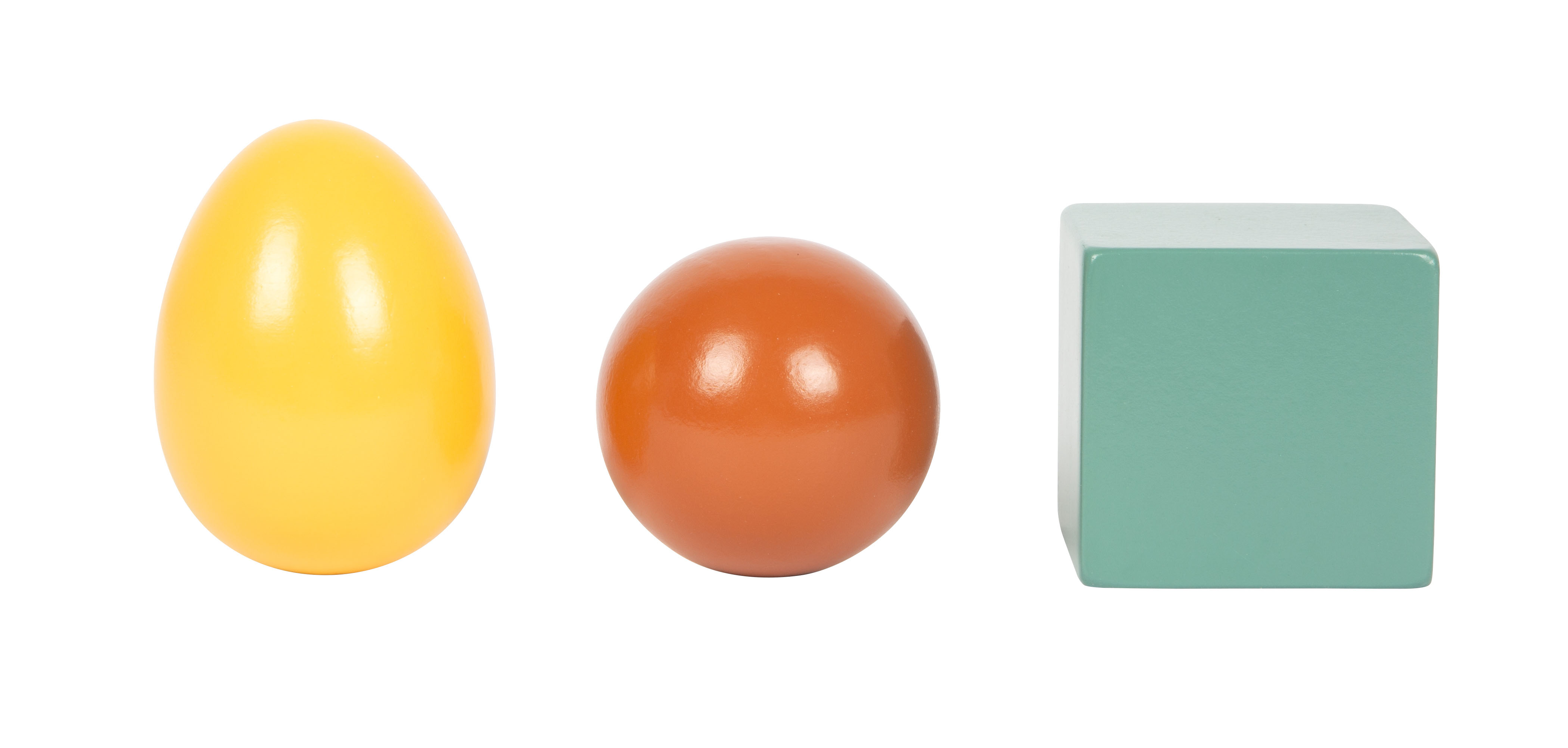 Montessori Sortierspiel mit Kugel, Würfel und Ei in verschiedenen Farben