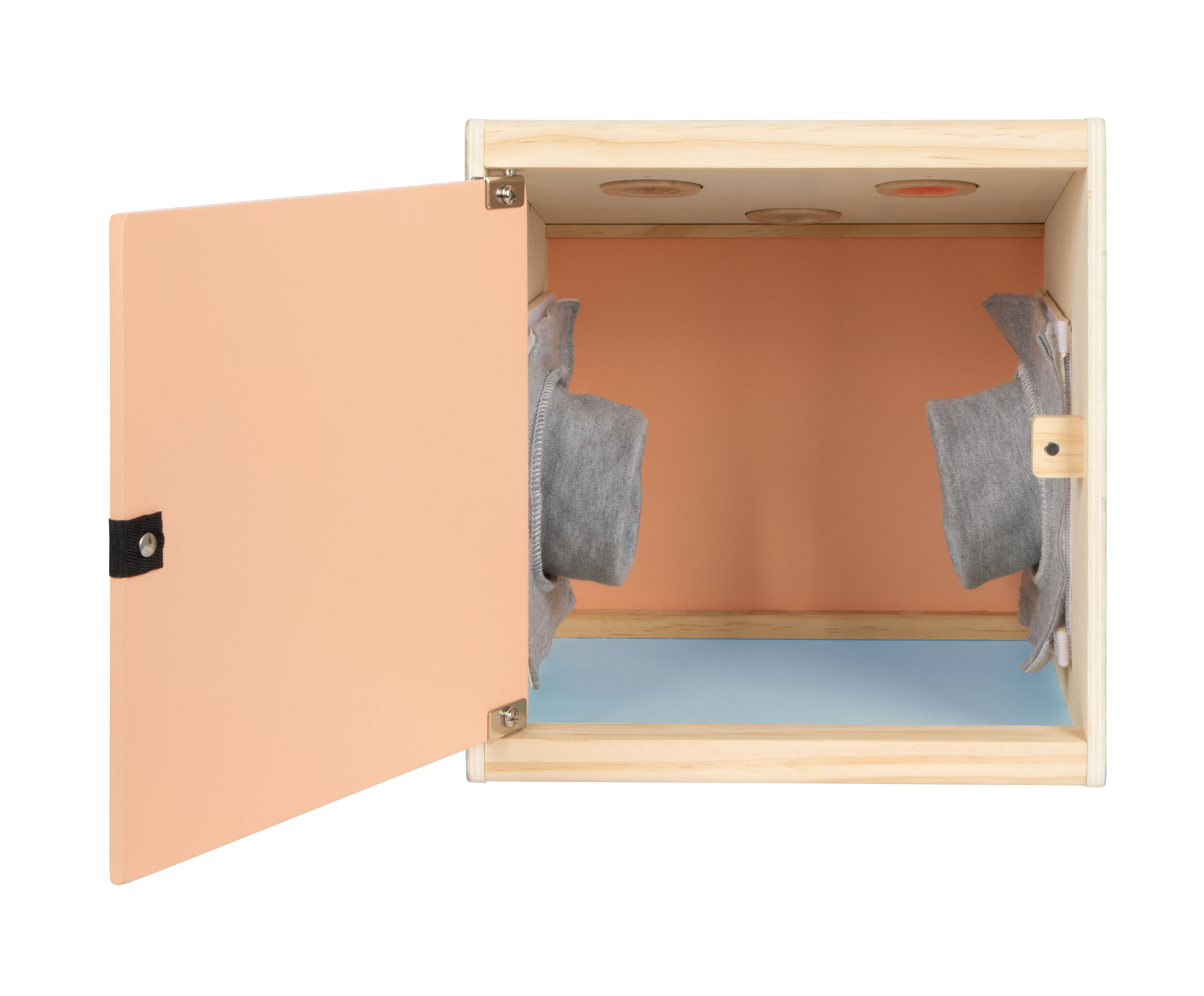Fühlbox aus Holz mit Tür