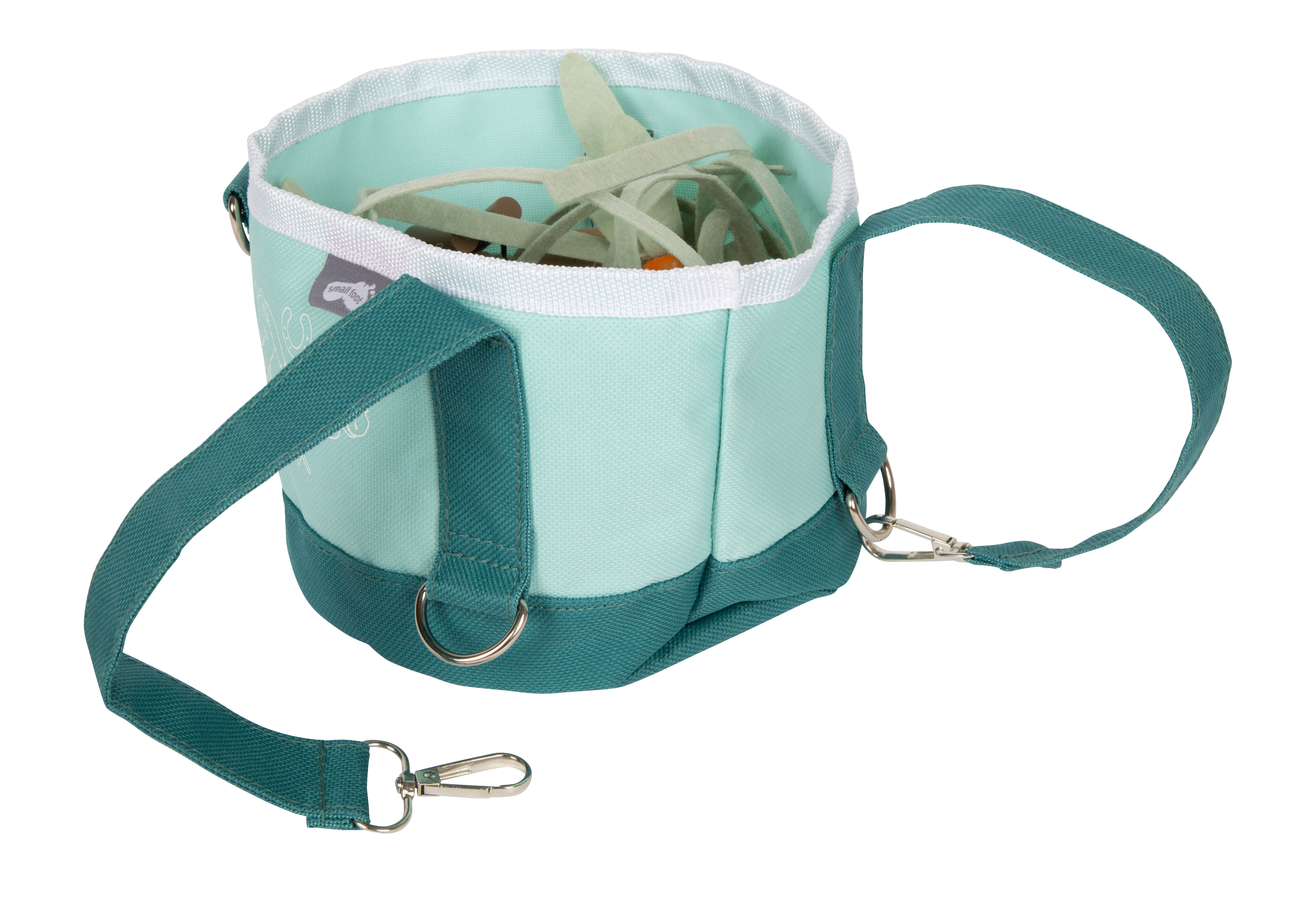 Grüne Stofftasche mit Pferdefutter zum Spielen