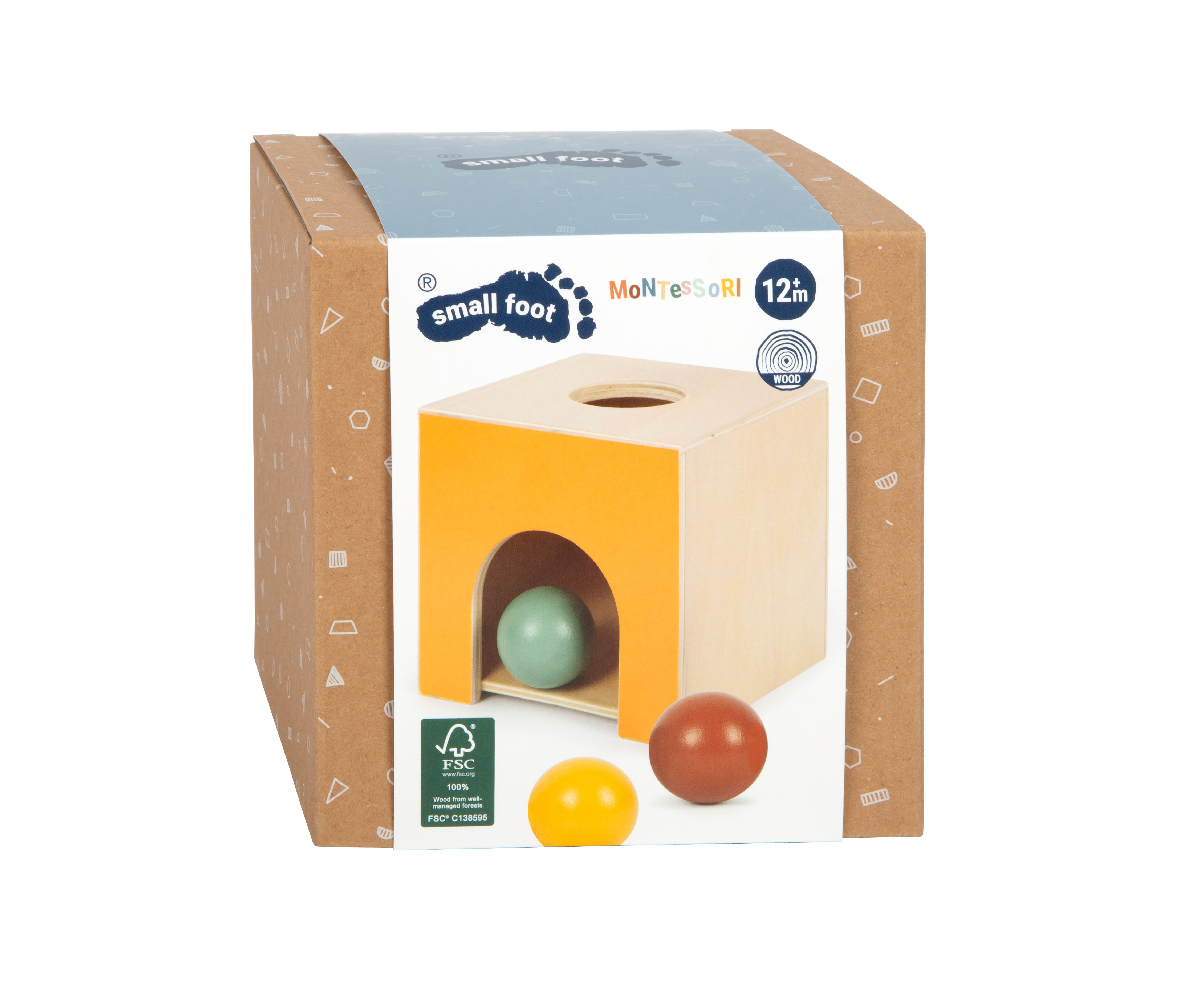 Verpackung Montessori Kugelkasten mit Kugeln