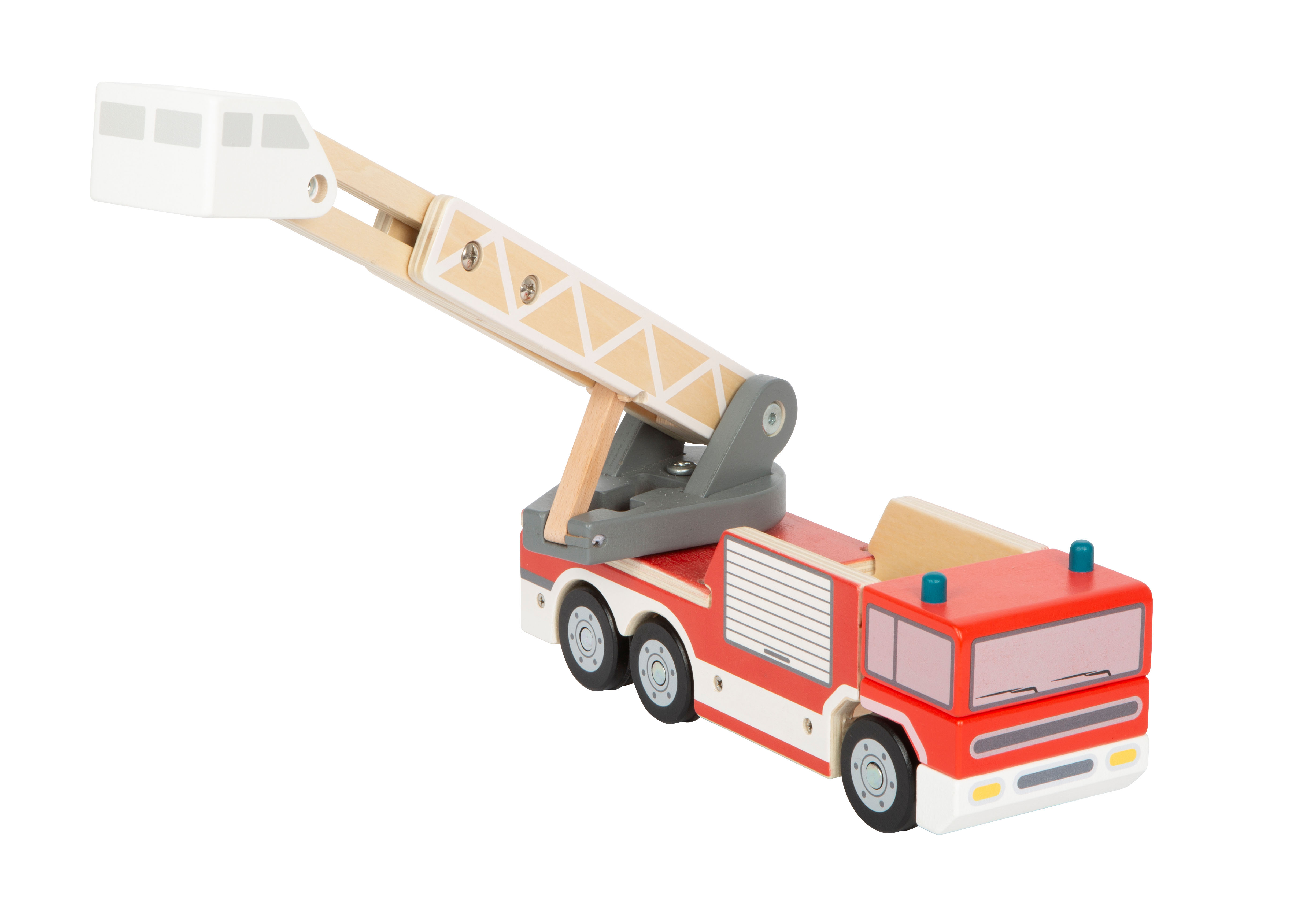 Feuerwehrfahrzeug mit ausgezogener, gedrehter Leiter