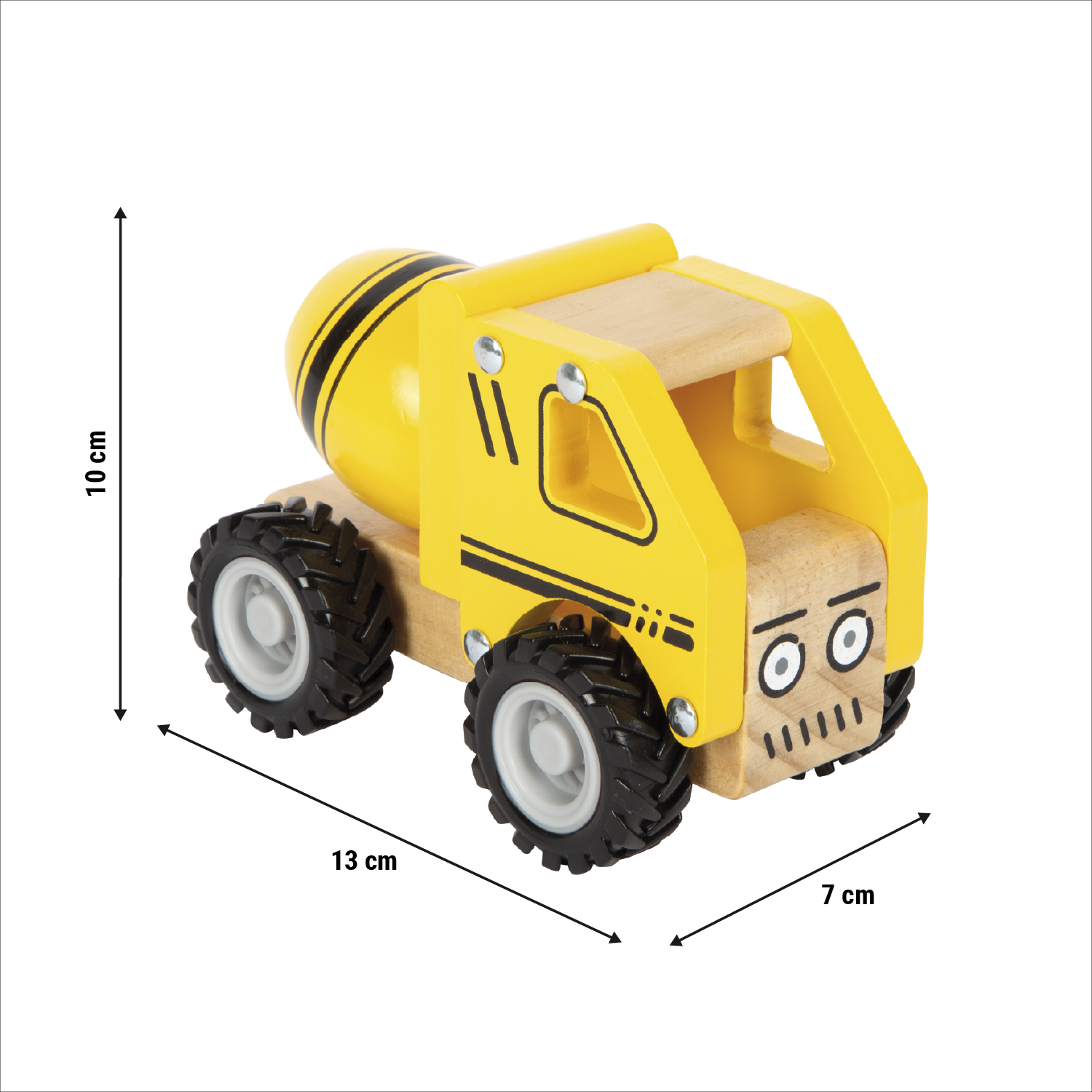 Spielzeug-Laster, Holzspielzeug, Gelb, 4-Rad-Antrieb, Kleiner Bagger
