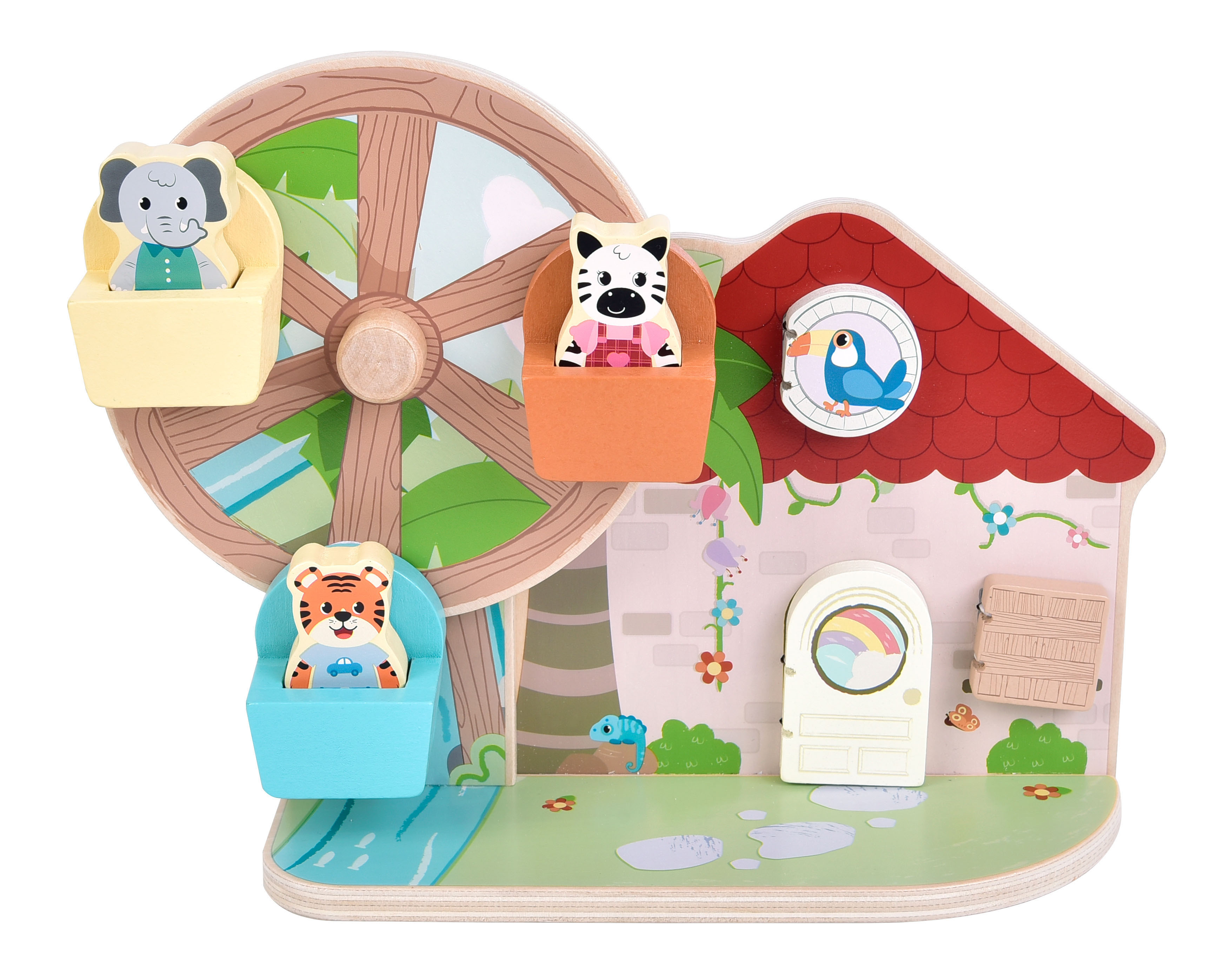 Riesenrad mit Tukan und Mühle