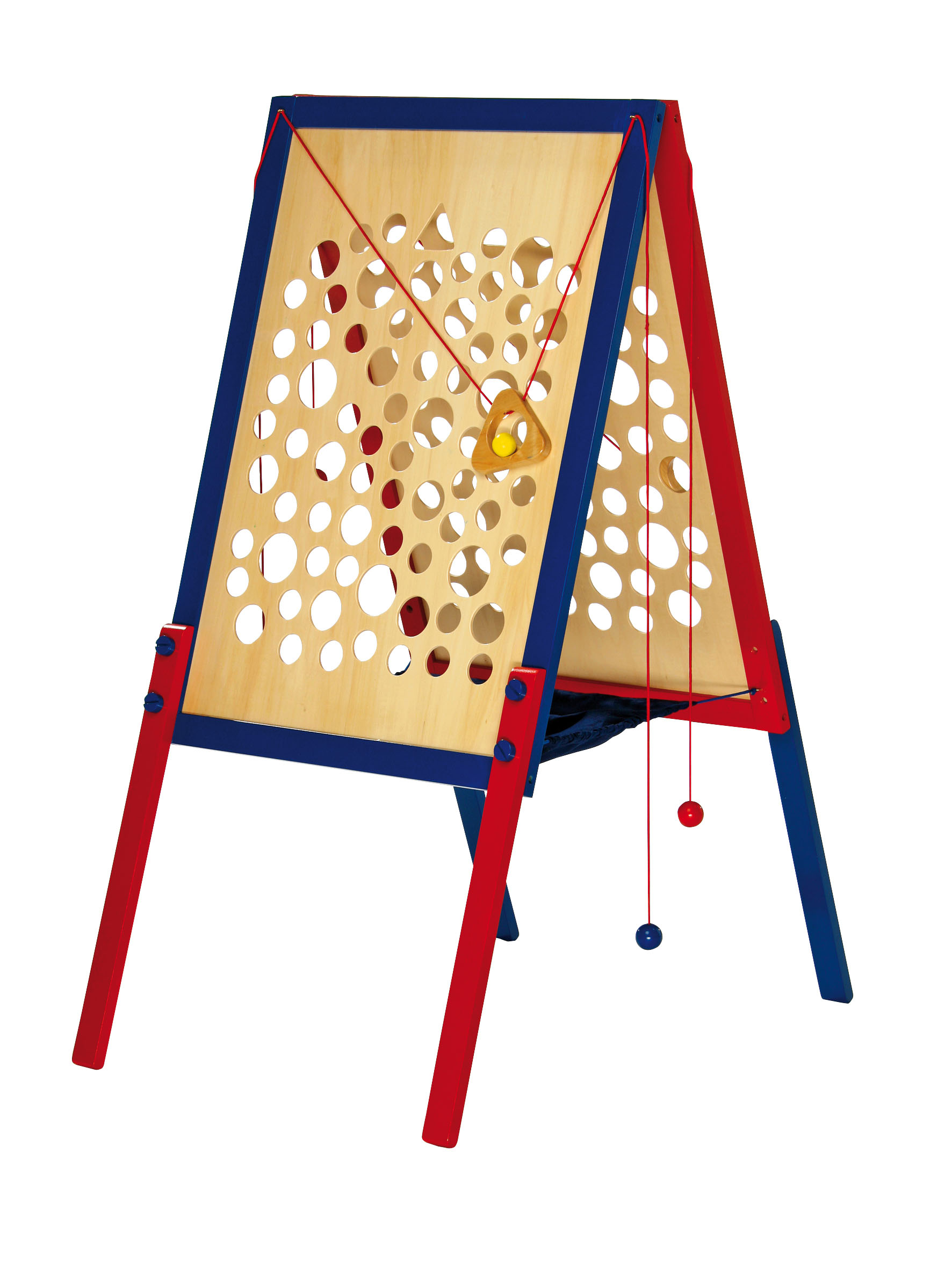 Kletterpfad XXL aus Holz in blau und rot