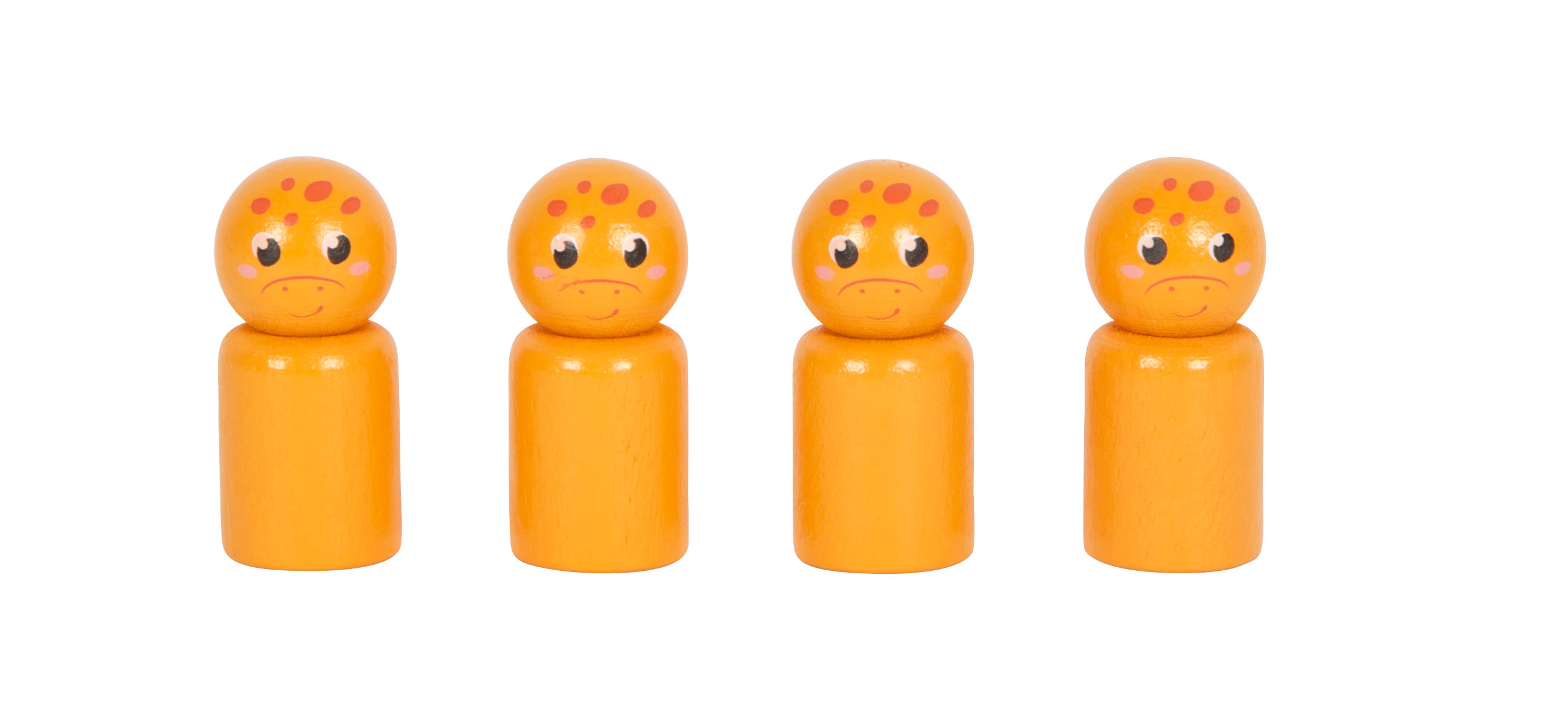 Vier Dino-Spielfiguren aus Holz für Kinder-Ludo