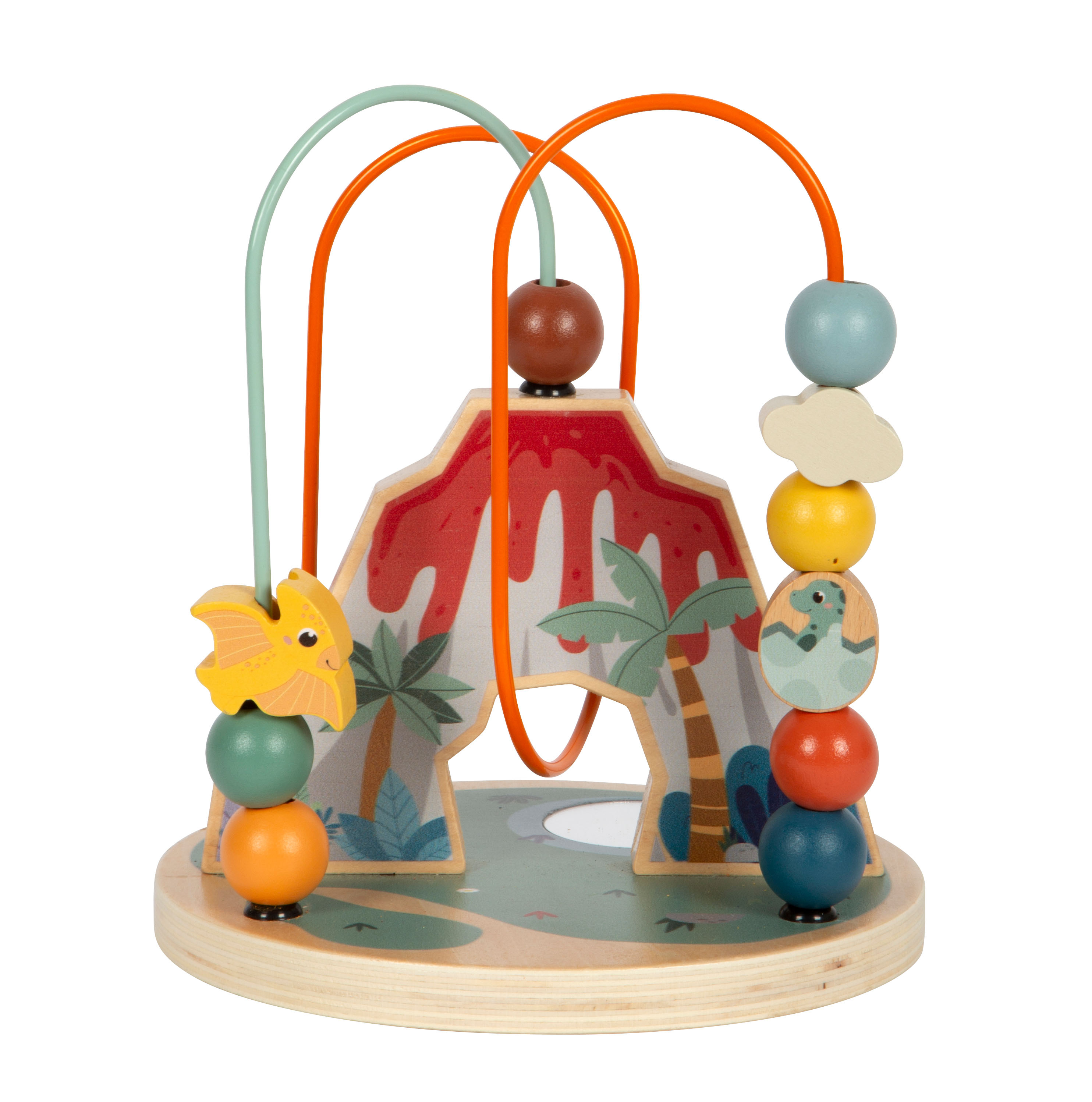 Motorikschleife aus Holz mit Dinosauriern