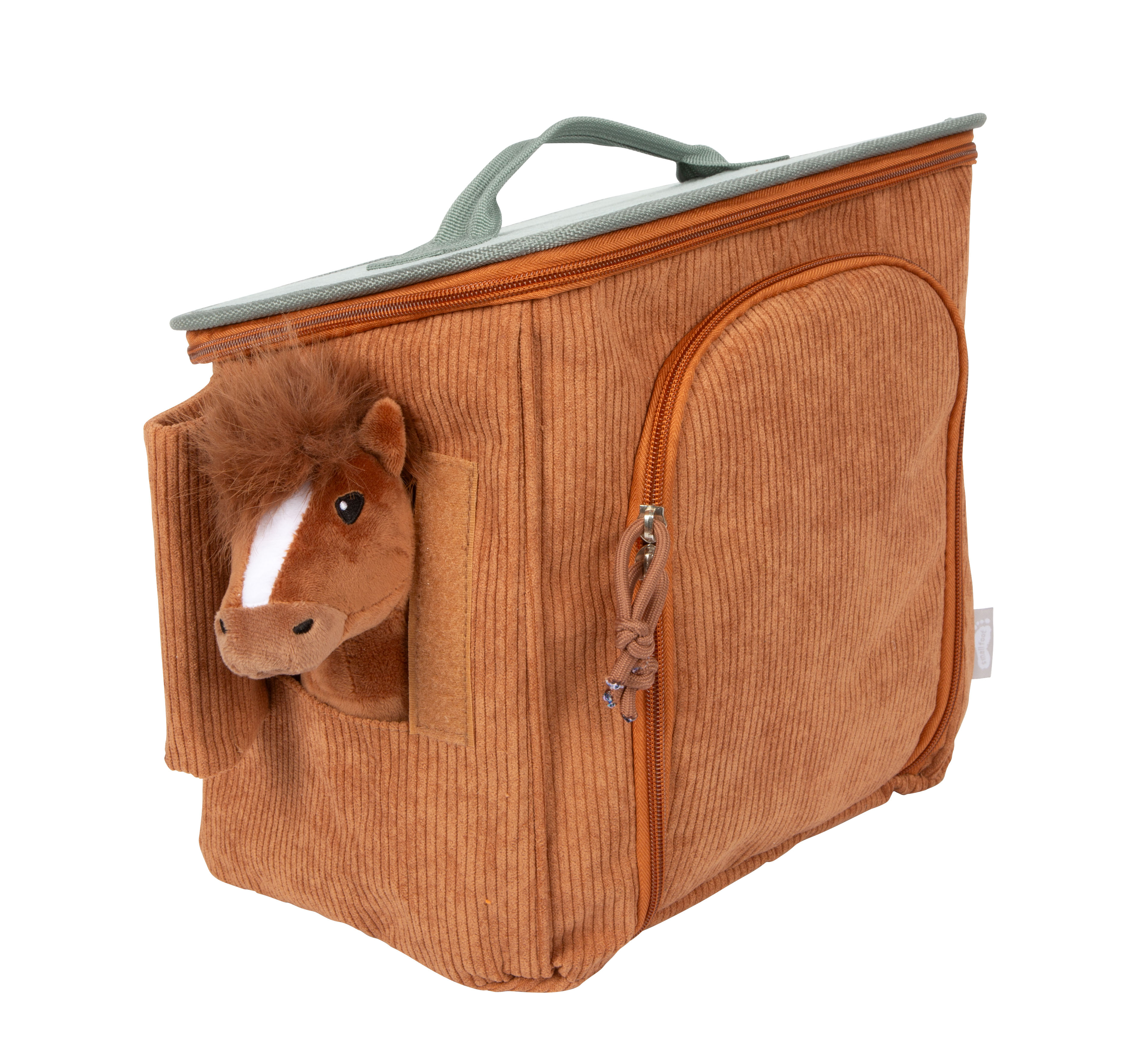 Spielset Pferd mit Stall und Zubehör in der Tasche braun mit Fenster
