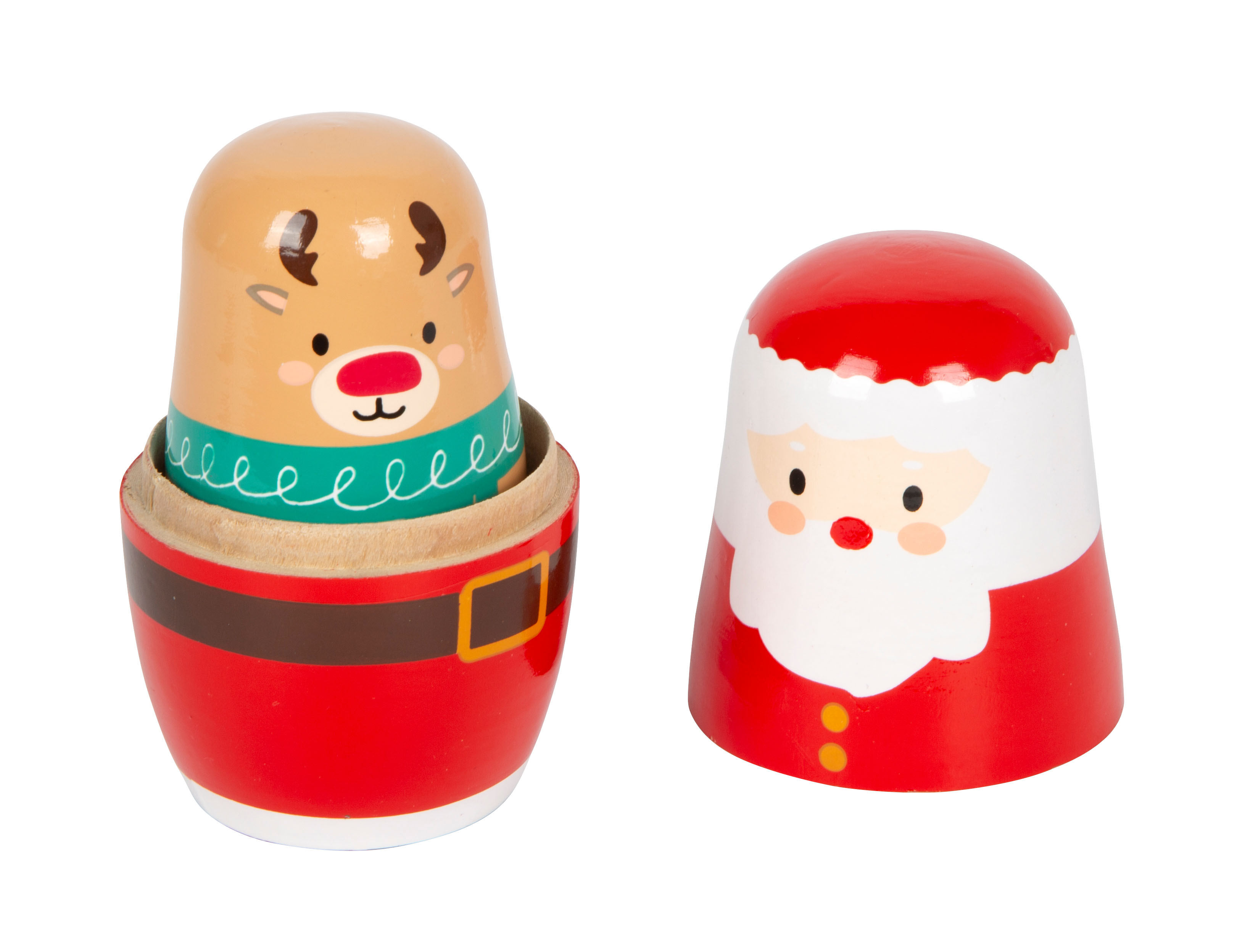 Matrjoschka-Figuren Weihnachtsmann und Rentier