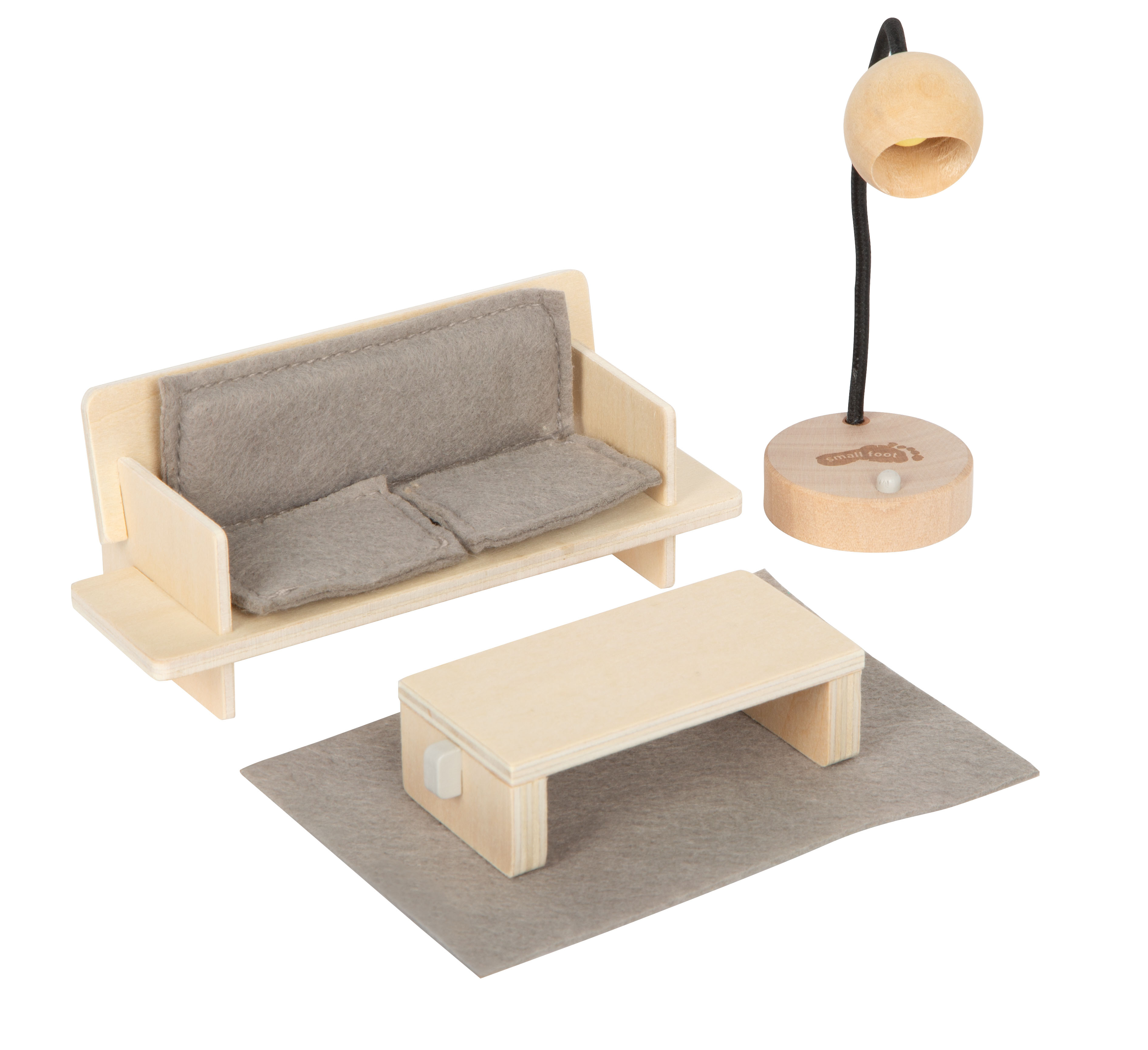 Sofa, Stehlampe und Couchtisch für Puppenhaus Wohnzimmer