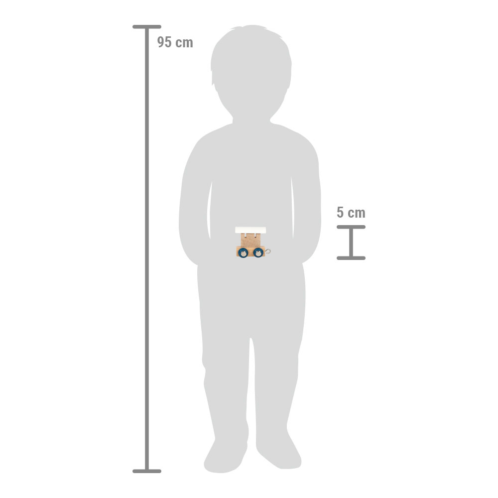 Weißer Buchstabenzug Waggon aus Holz