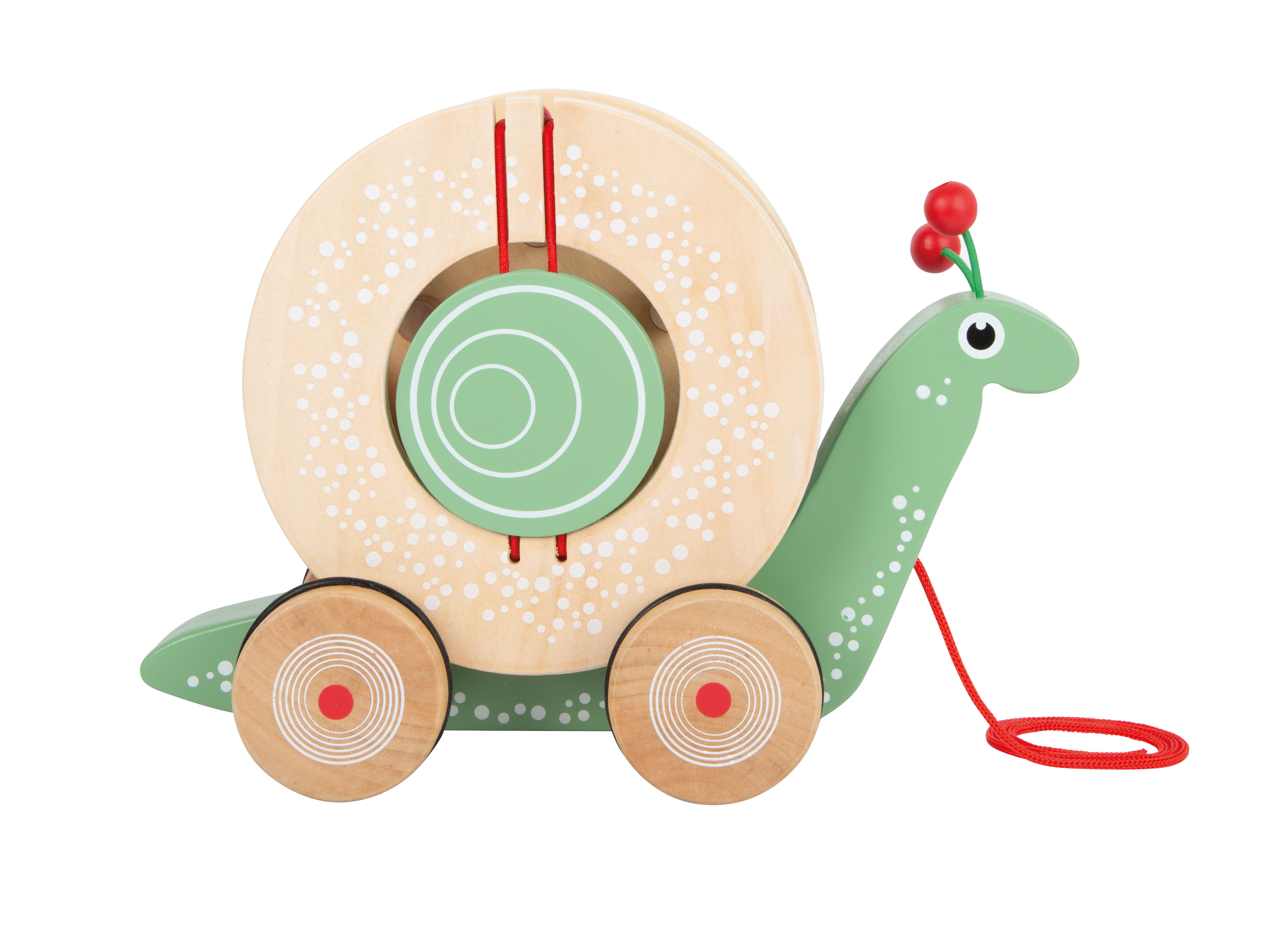 Nachziehtier Schnecke aus Holz für Kinder