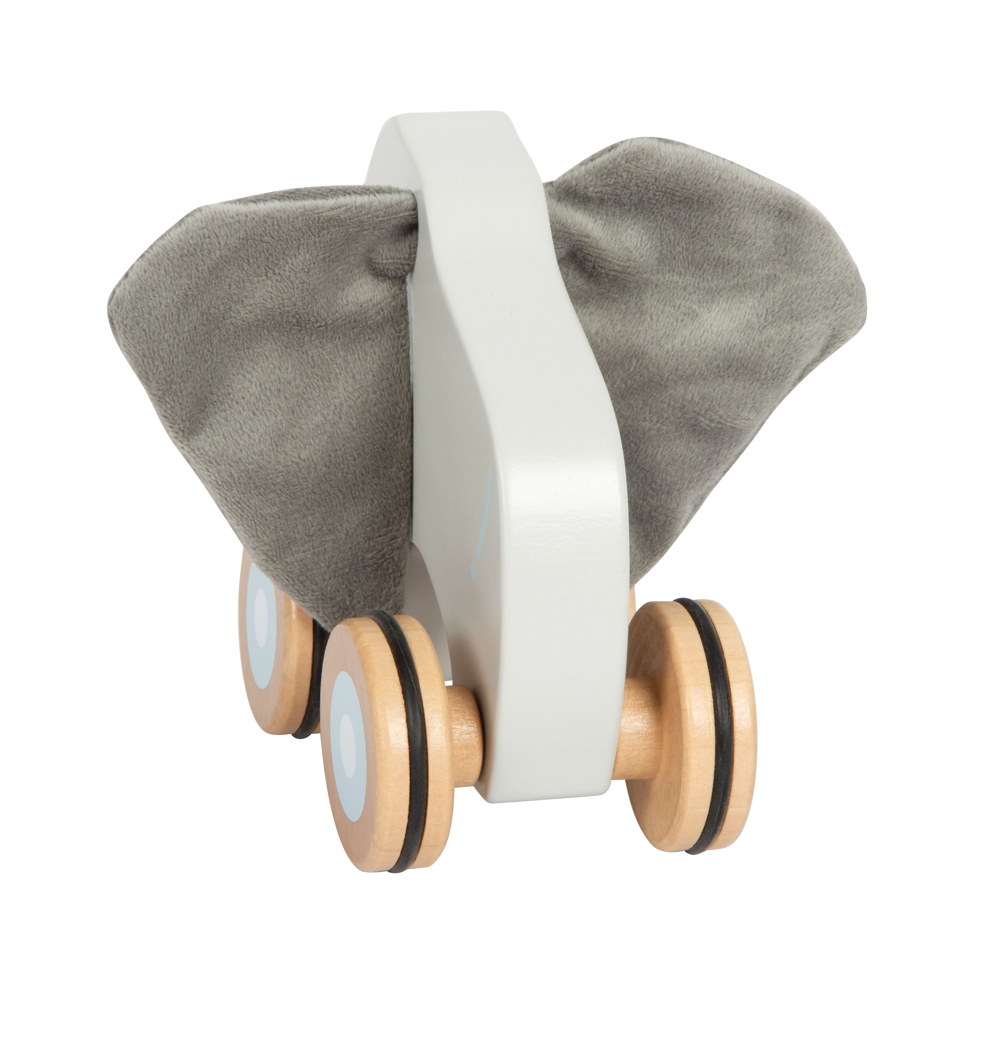 Rückseite Elefant mit Knisterohren zum Nachziehen