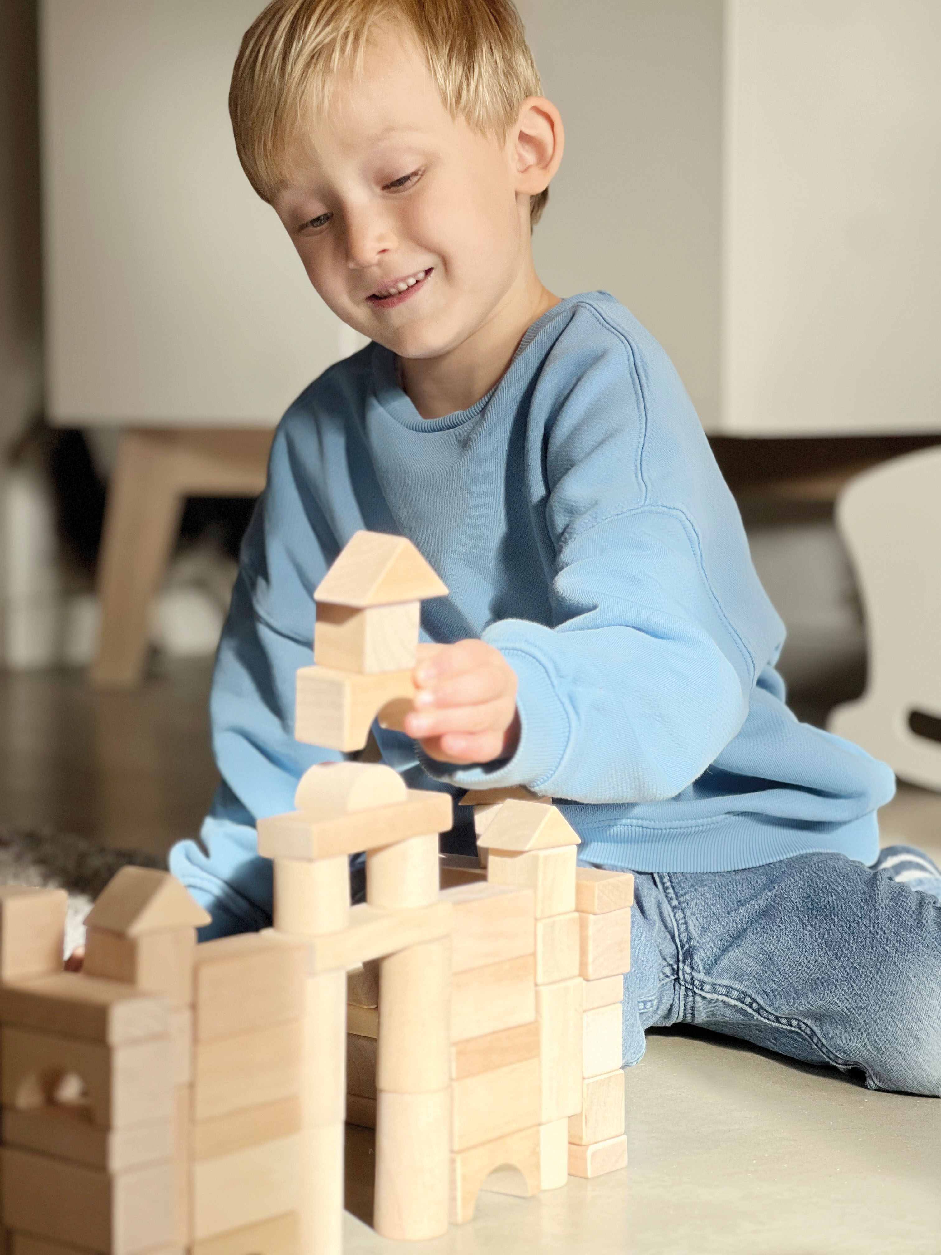 Holzbausteine Natur 100er-Pack im Beutel für Kinder