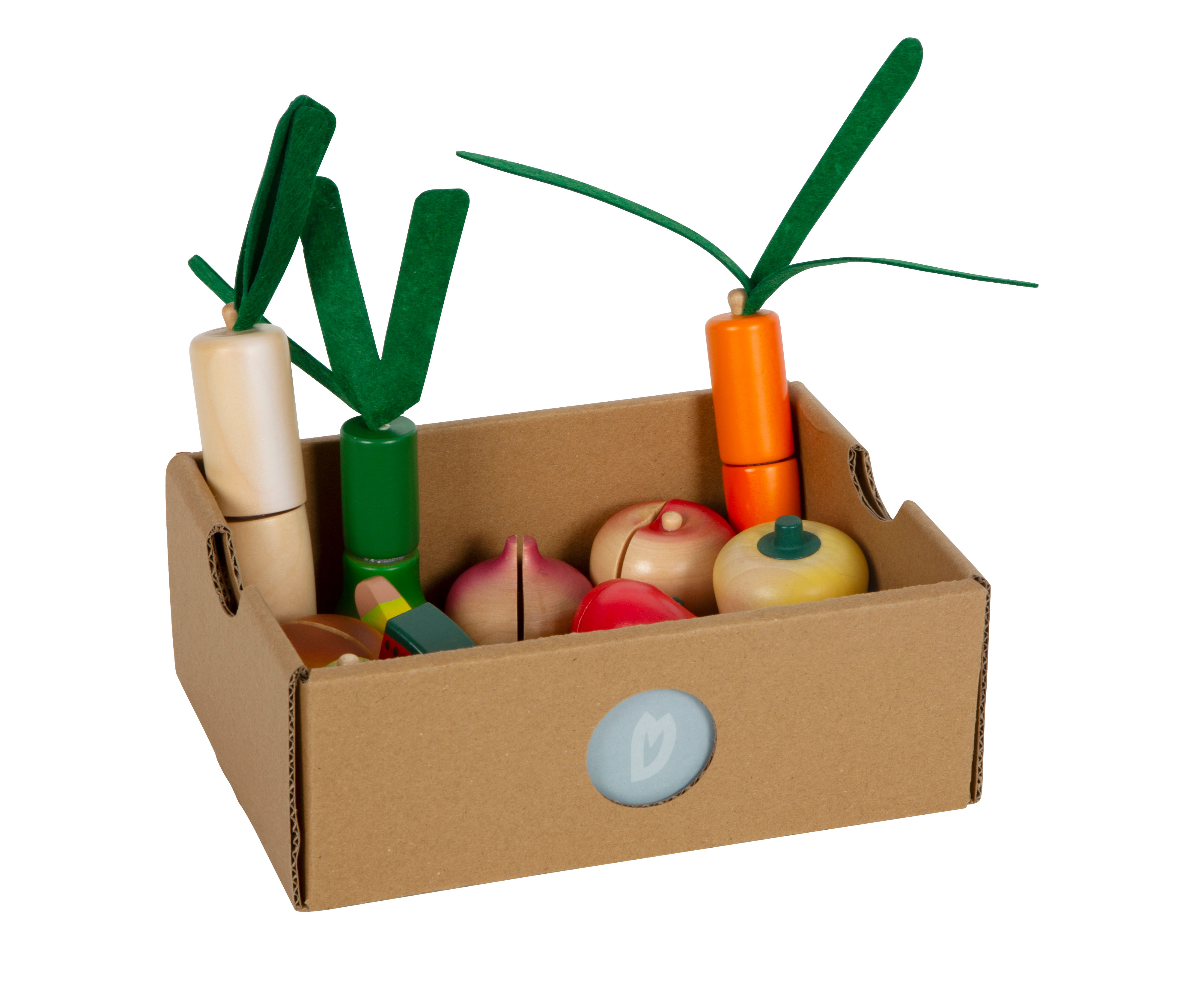 Spiel-Lebensmittel aus Holz in Verkaufsstiege