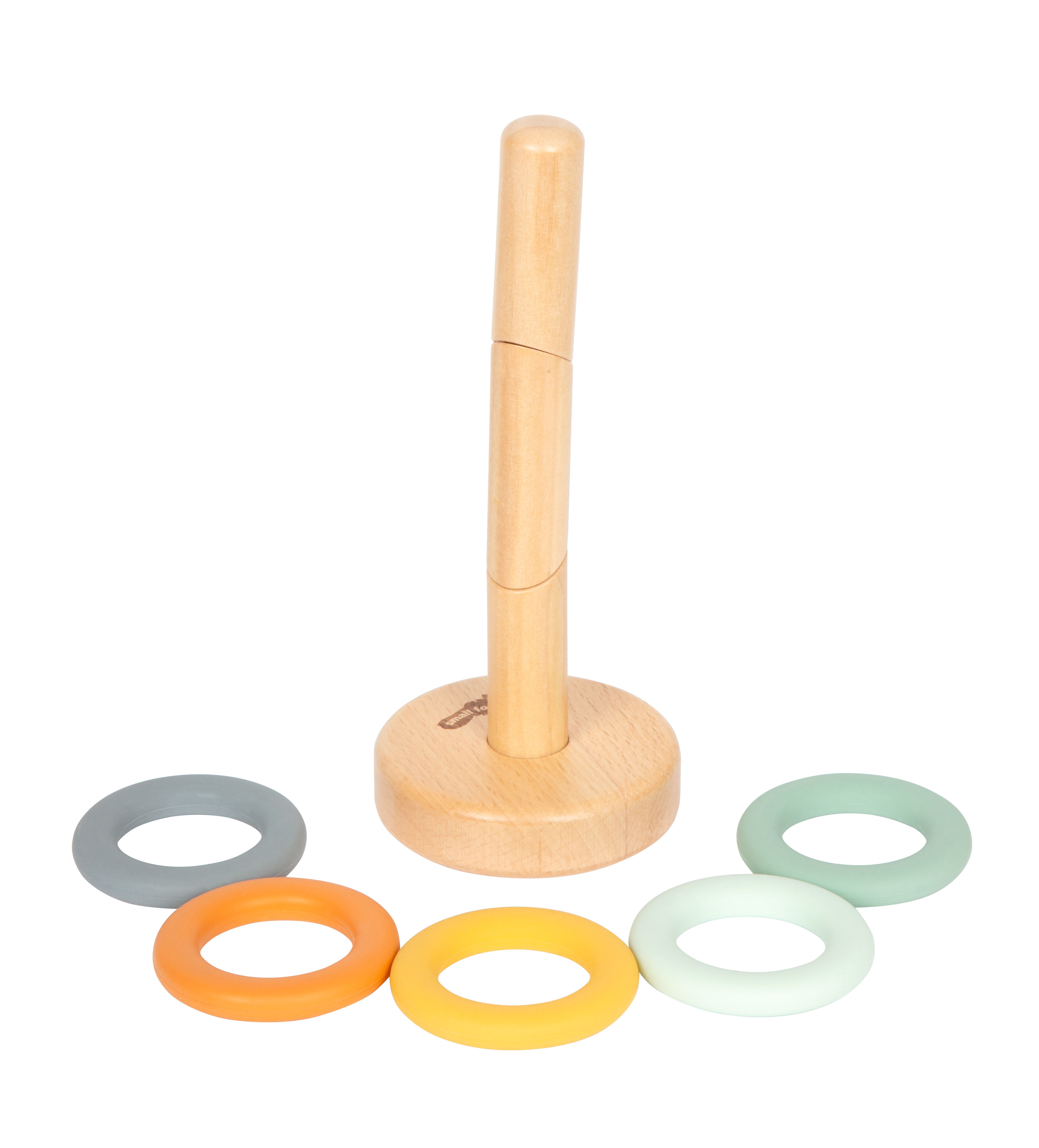 Einzelteile von Montessori Stapelturm vertikal und horizontal