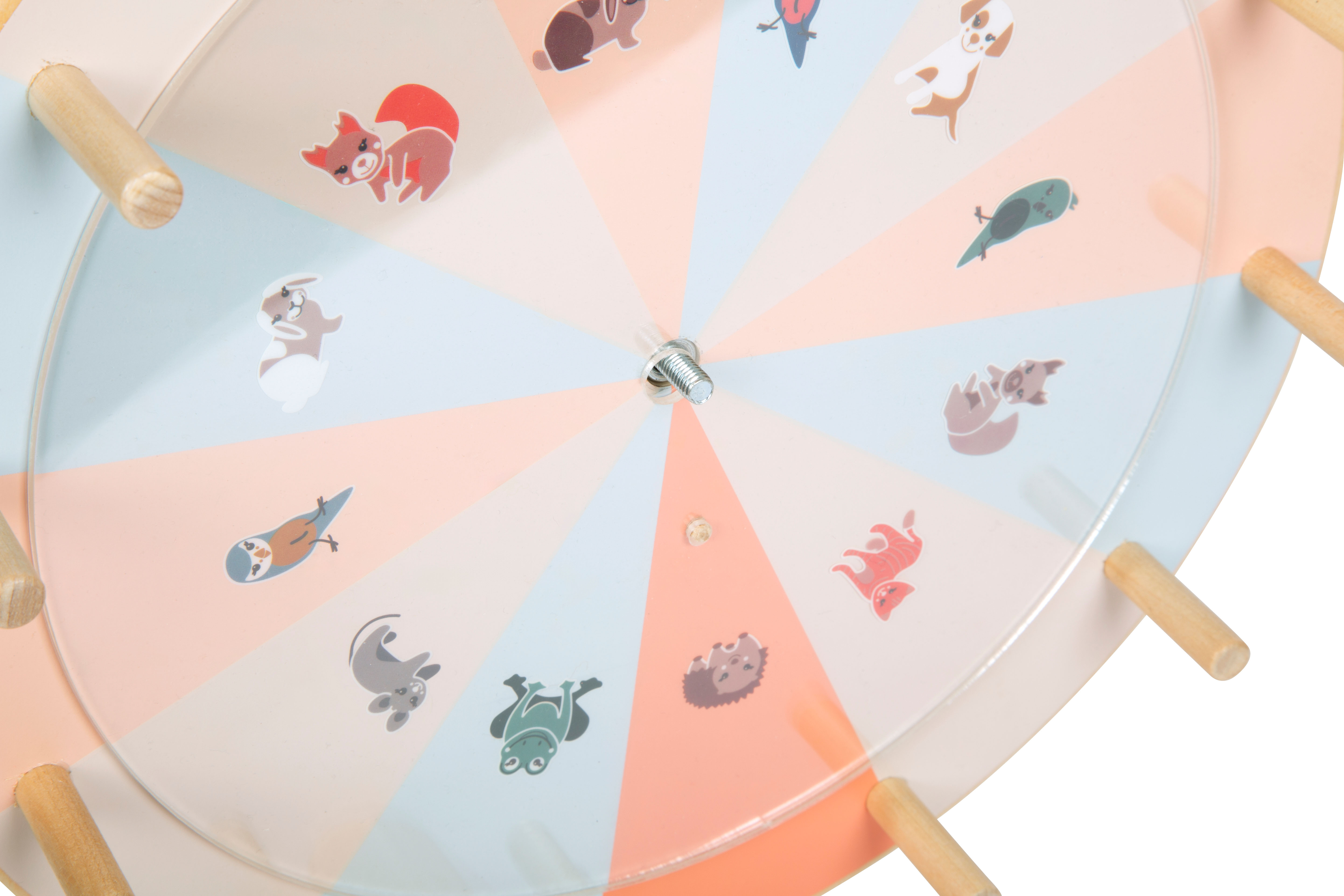 Holzglücksrad mit Tiermotiven