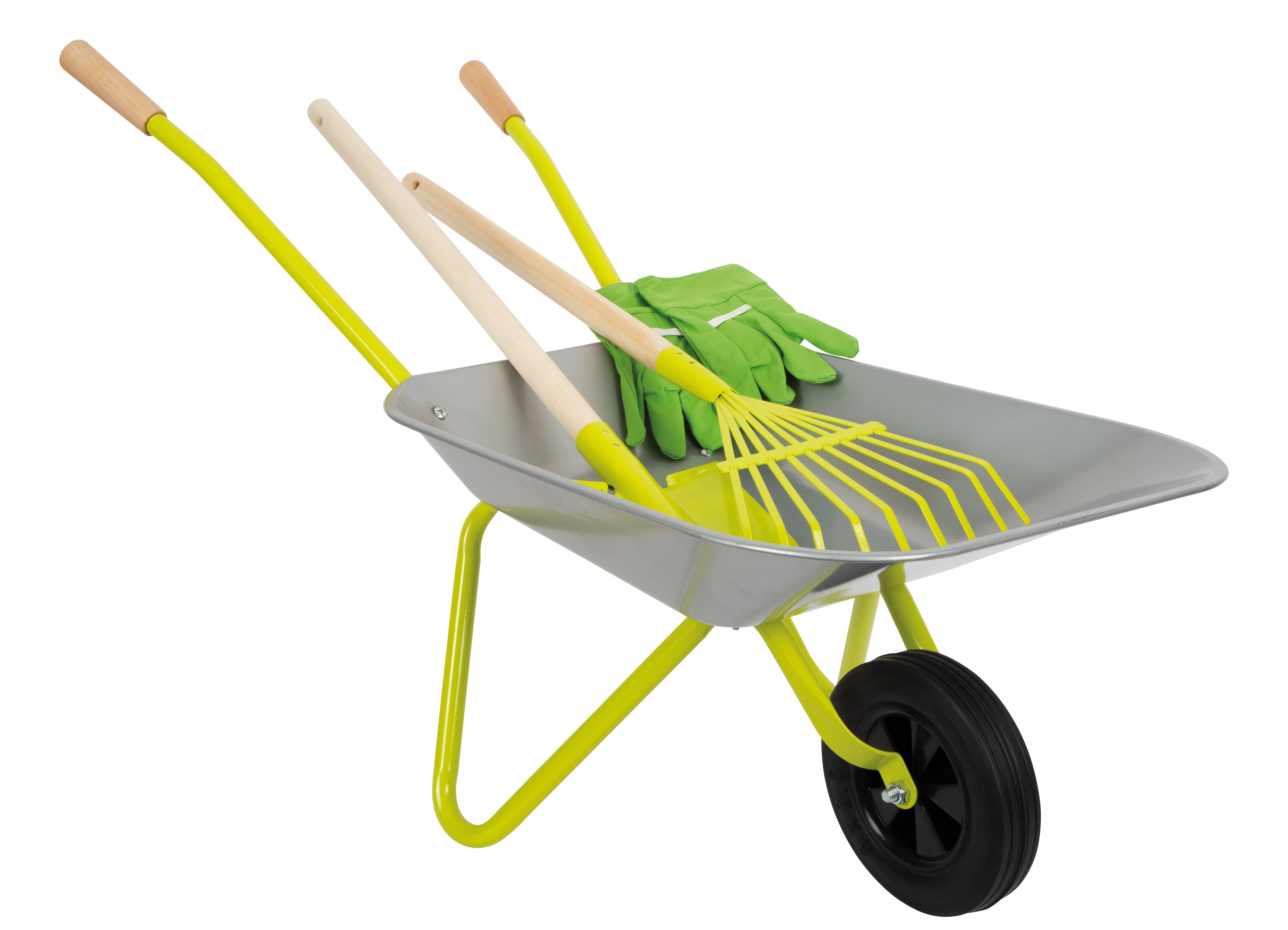 Schubkarre mit Gartenwerkzeug für Kinder