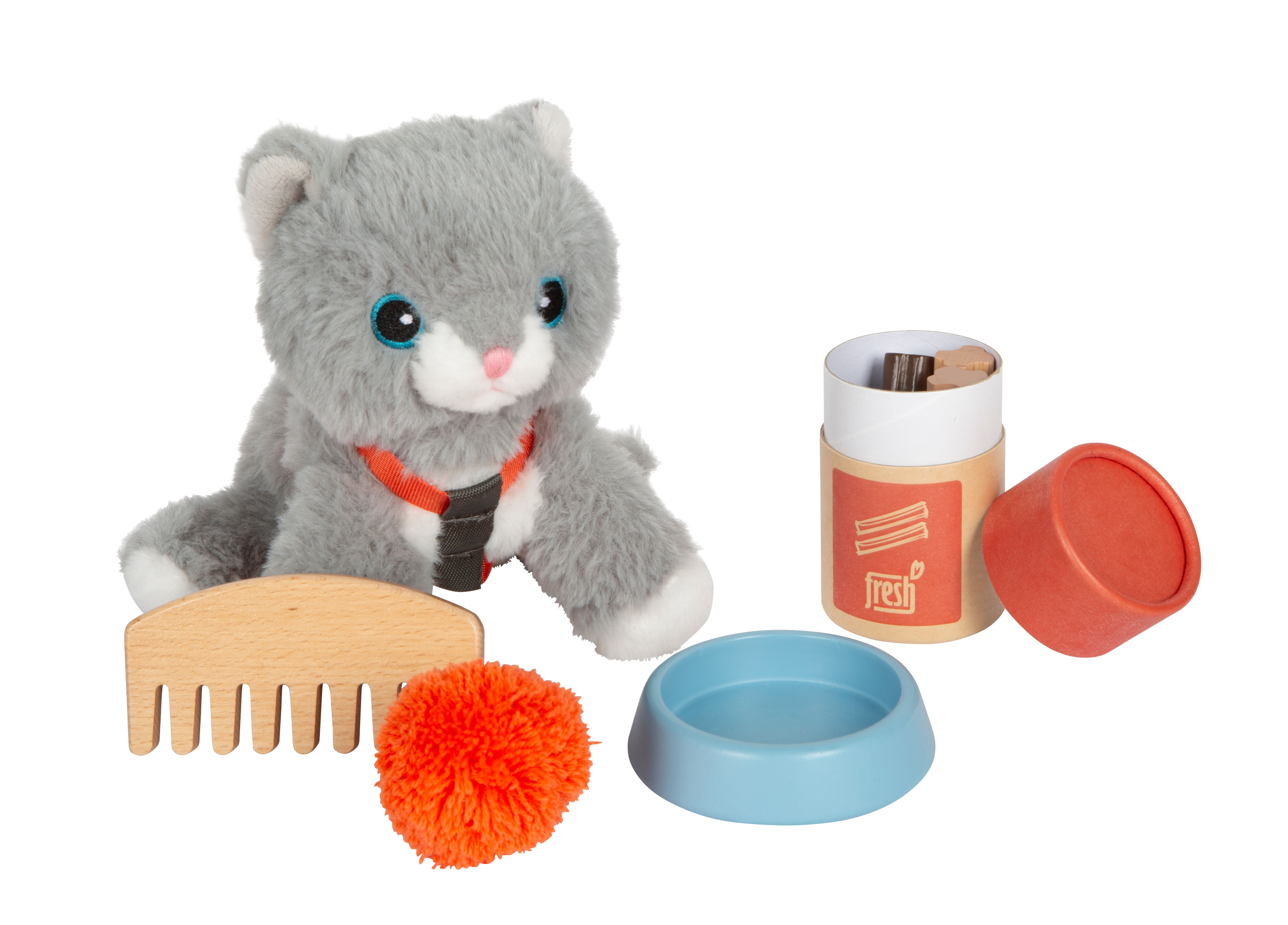 Katze mit Tasche Pflegeset Napf