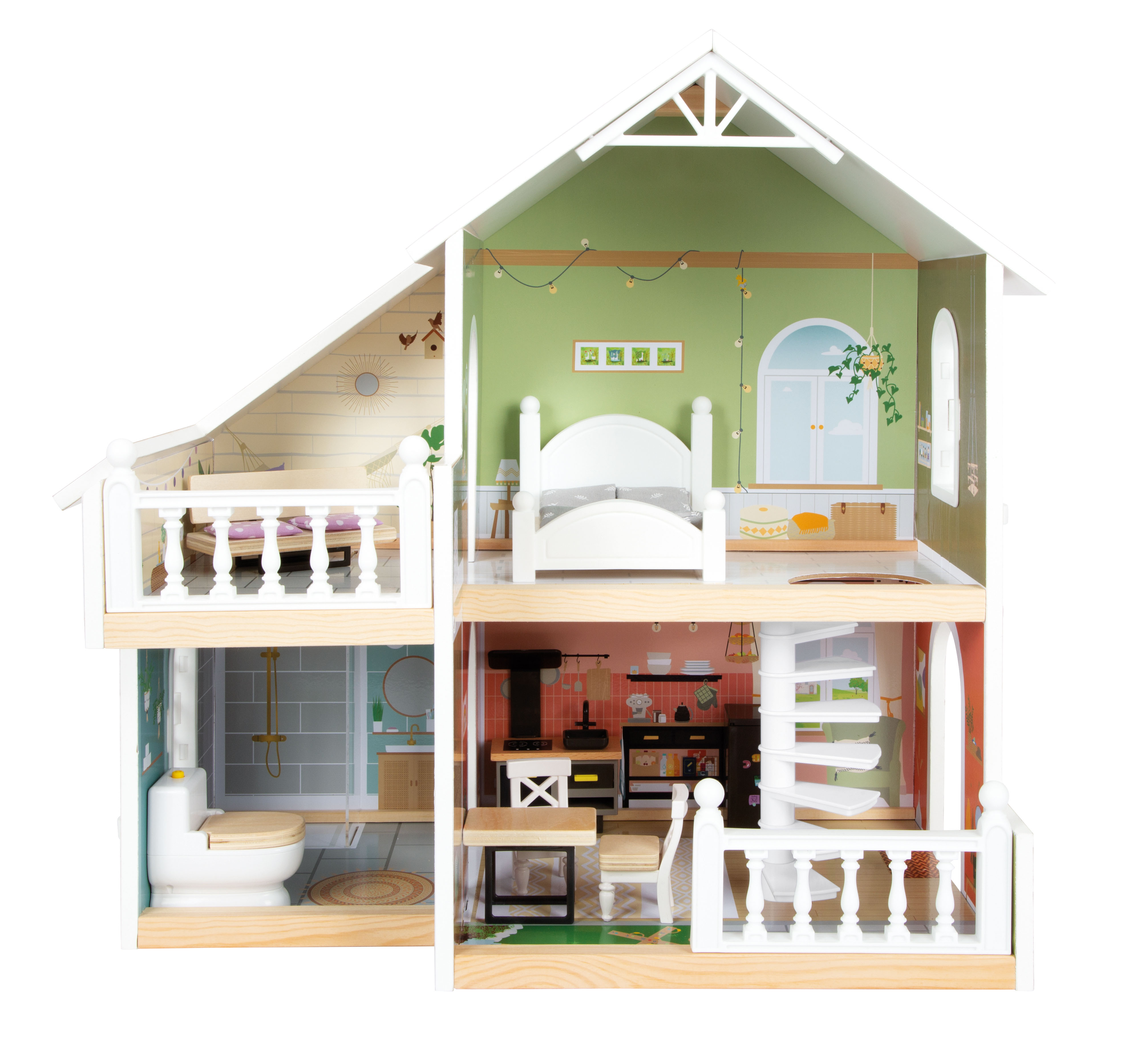 Puppenhaus aus Holz mit Zubehör