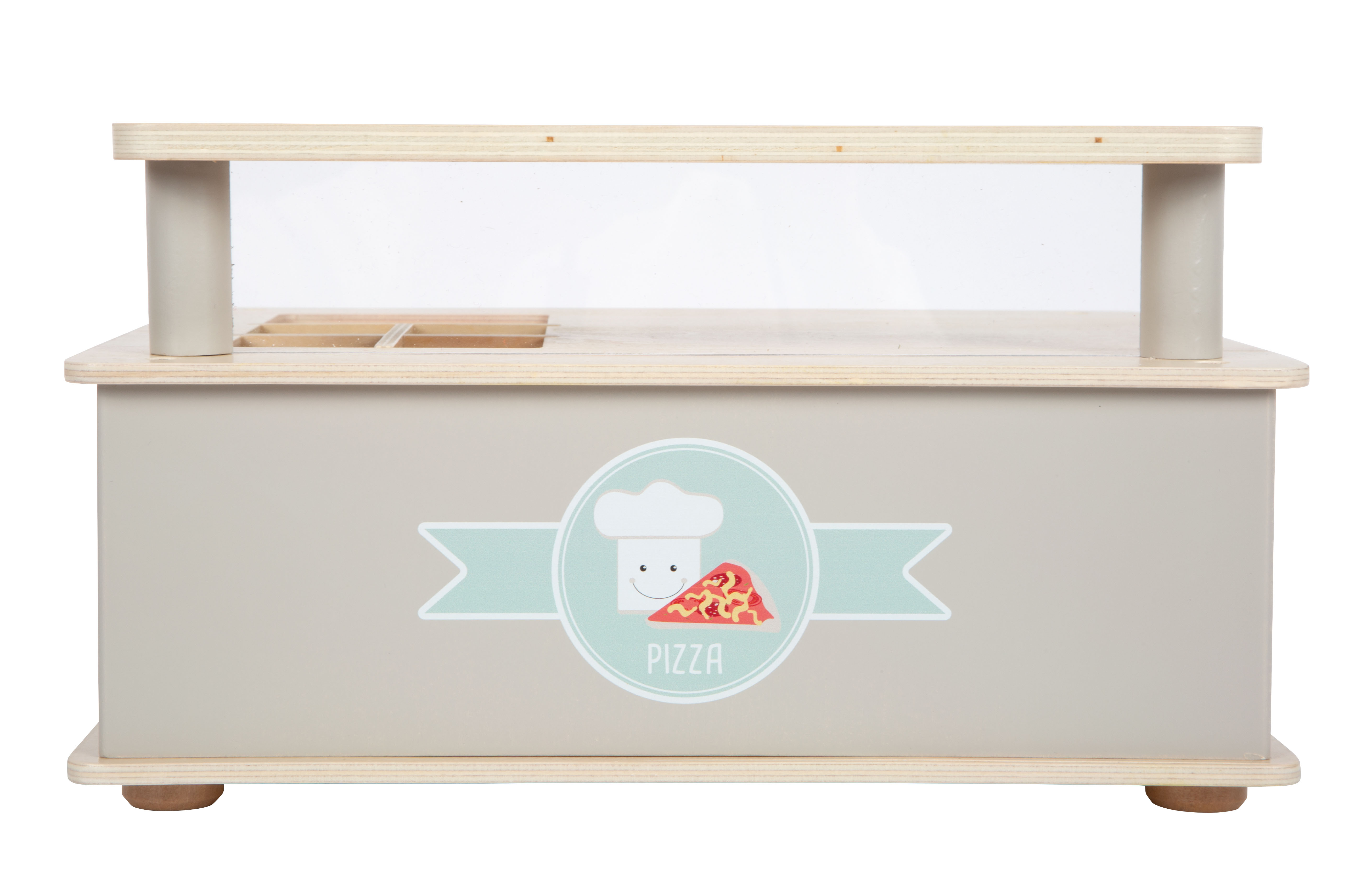 Grauer Pizzaofen aus Holz für Kinder