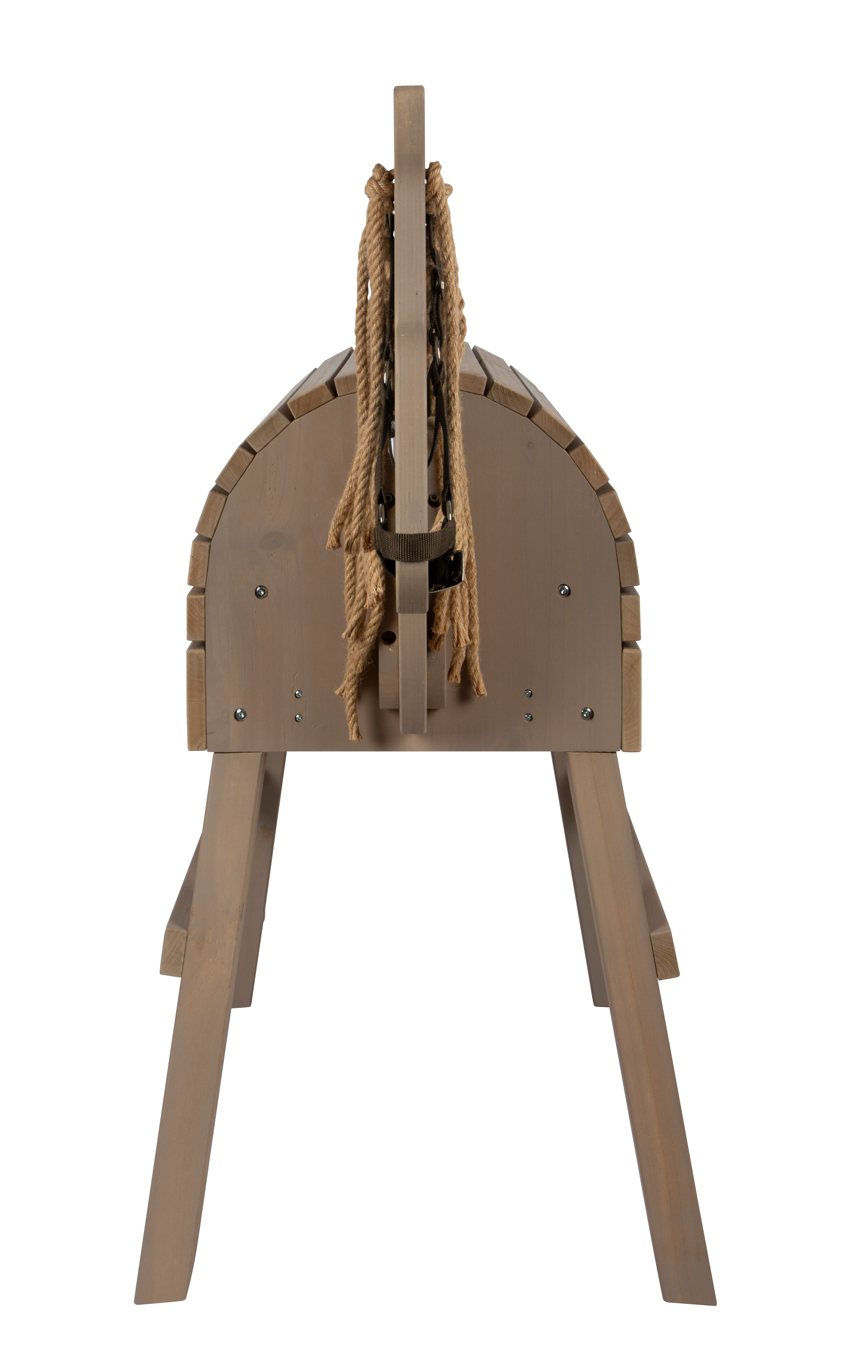 Graues Holzpferd von vorne
